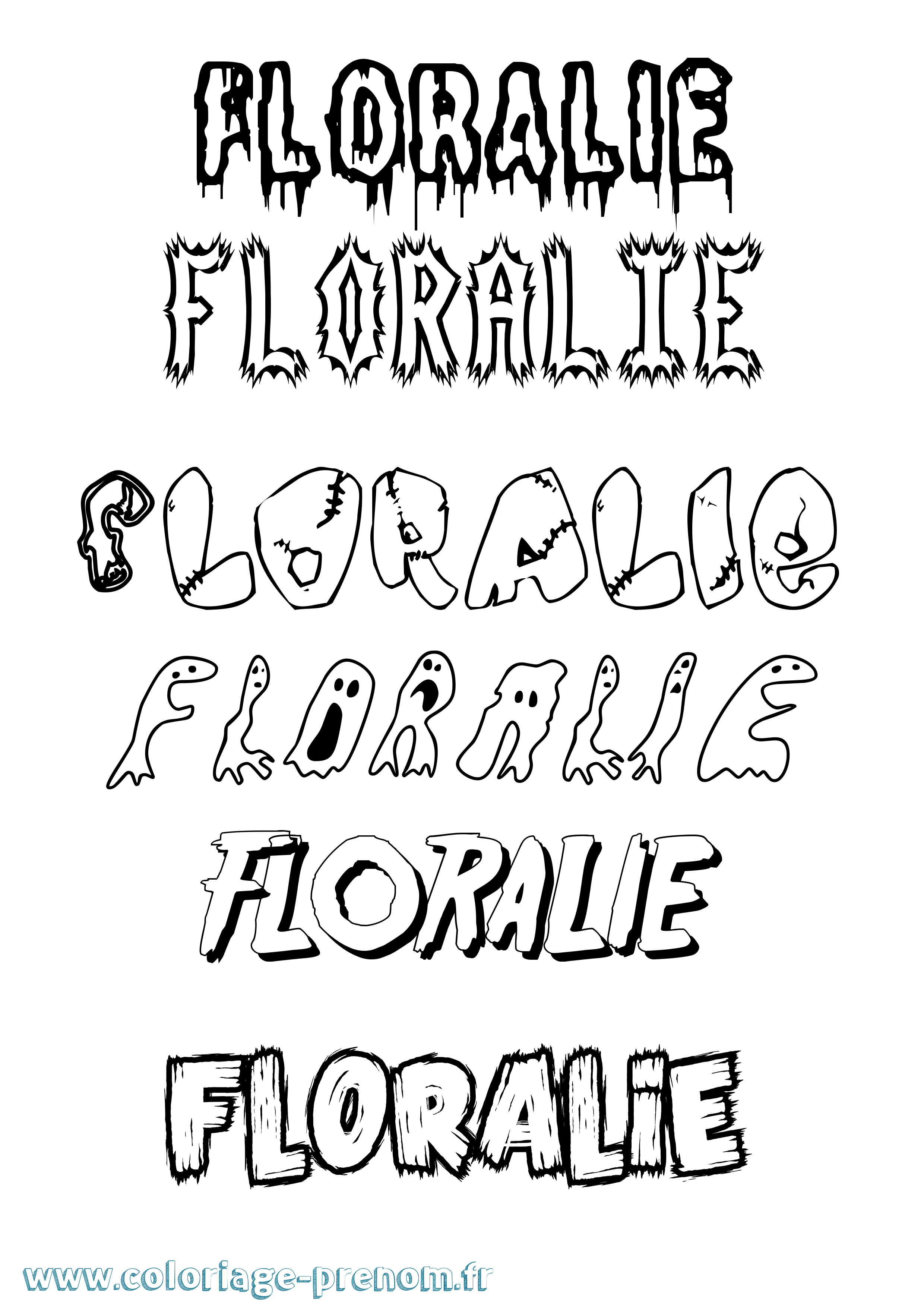 Coloriage prénom Floralie Frisson