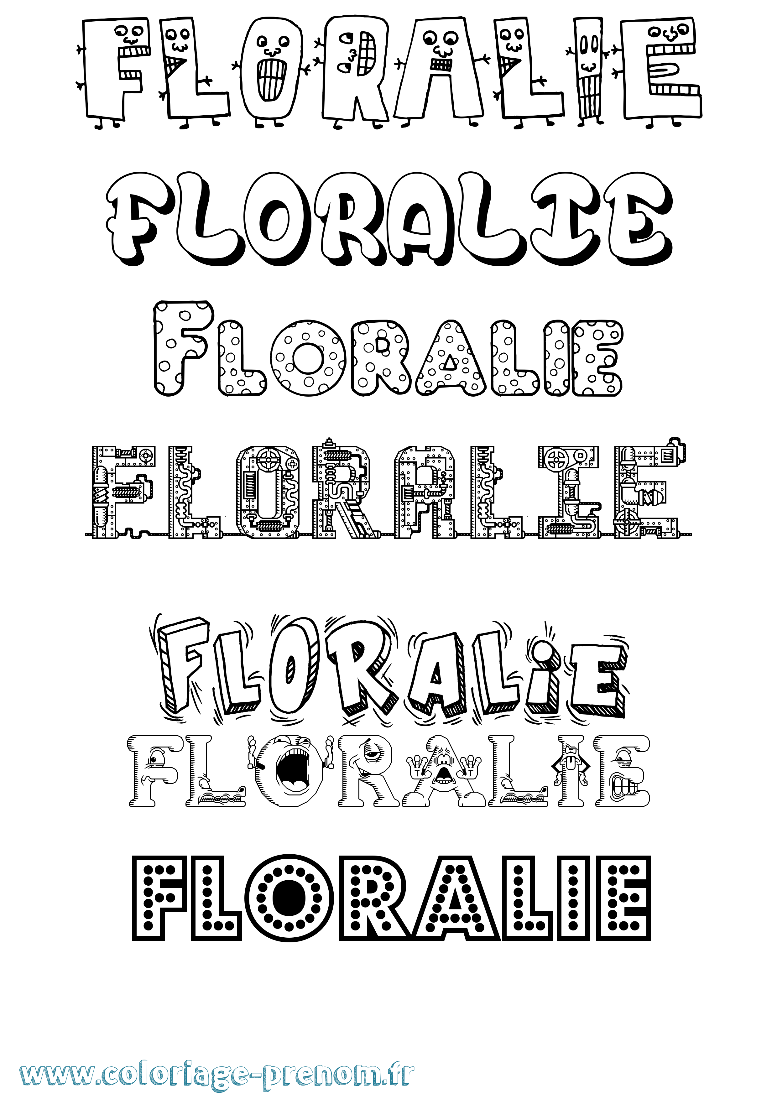 Coloriage prénom Floralie Fun
