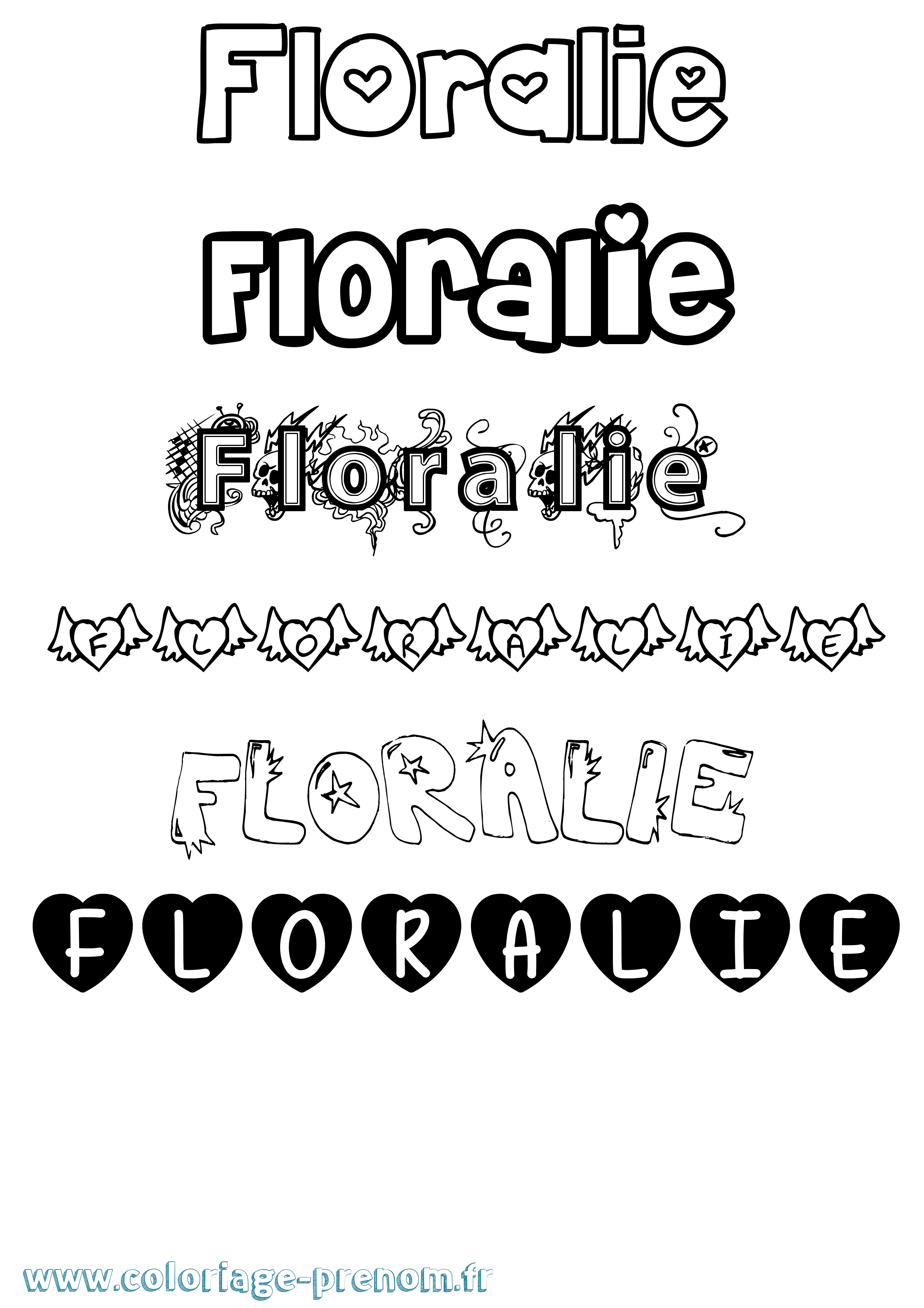 Coloriage prénom Floralie Girly