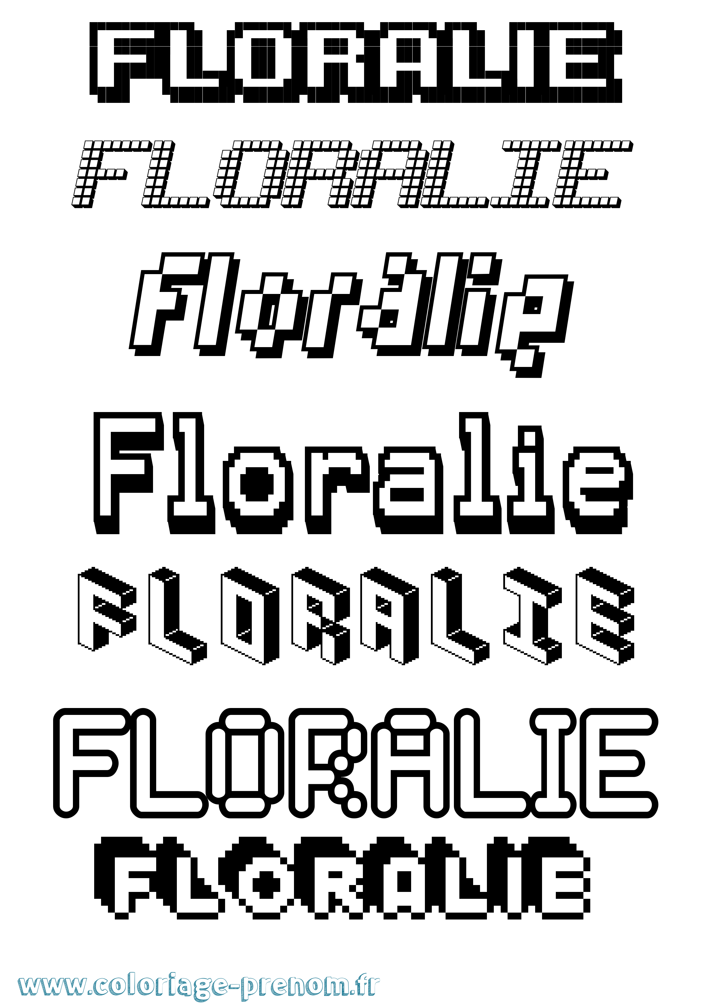 Coloriage prénom Floralie Pixel