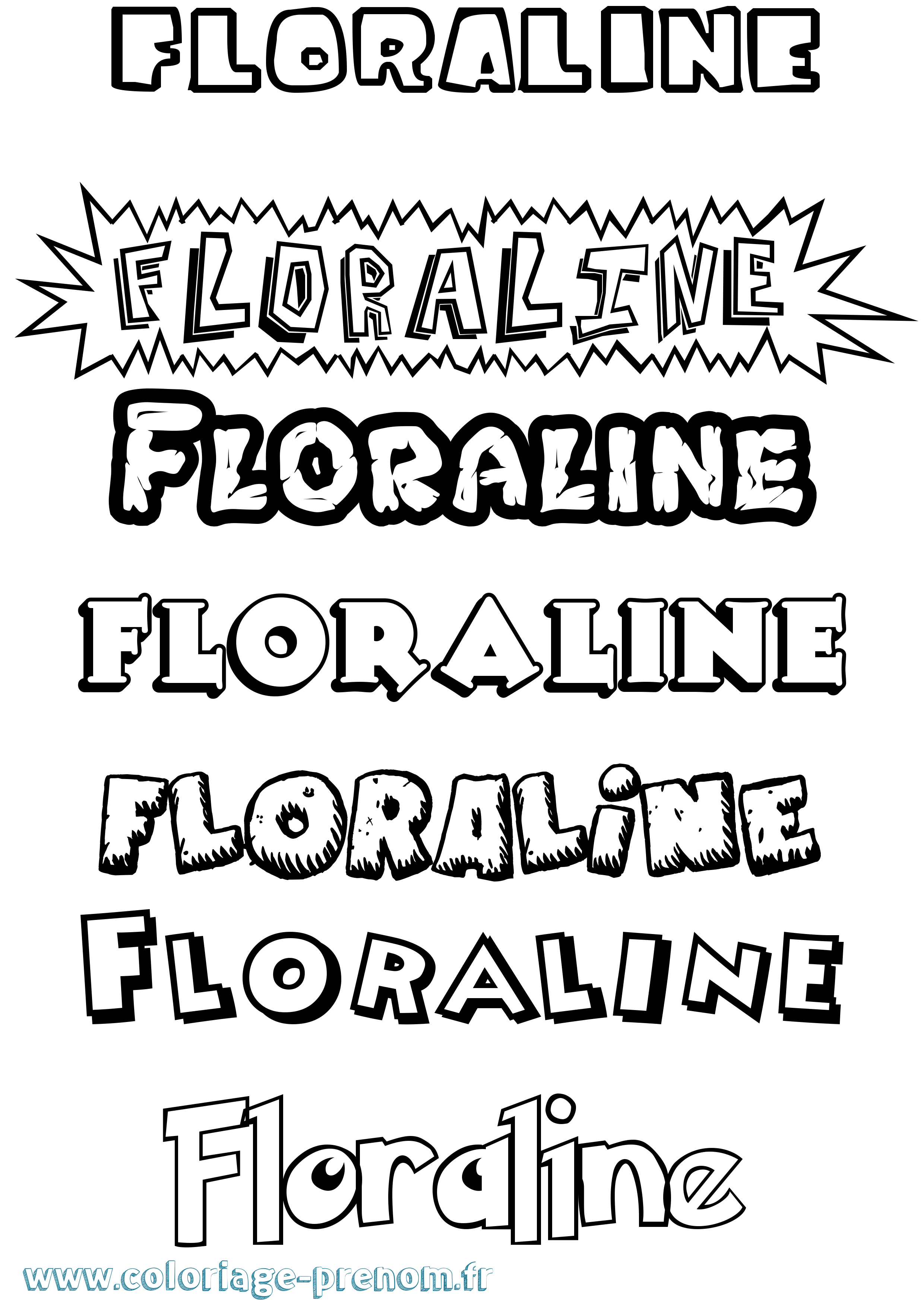 Coloriage prénom Floraline Dessin Animé