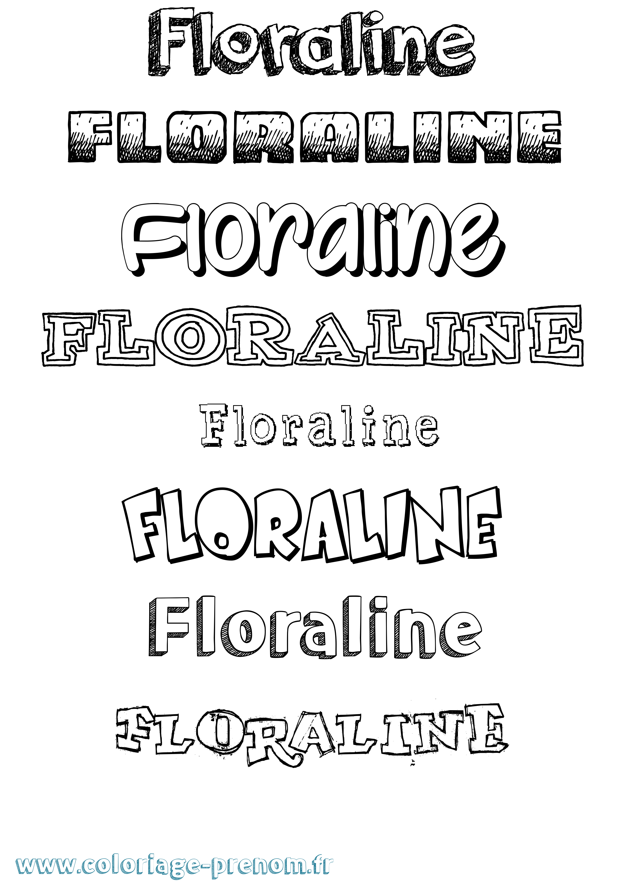 Coloriage prénom Floraline Dessiné
