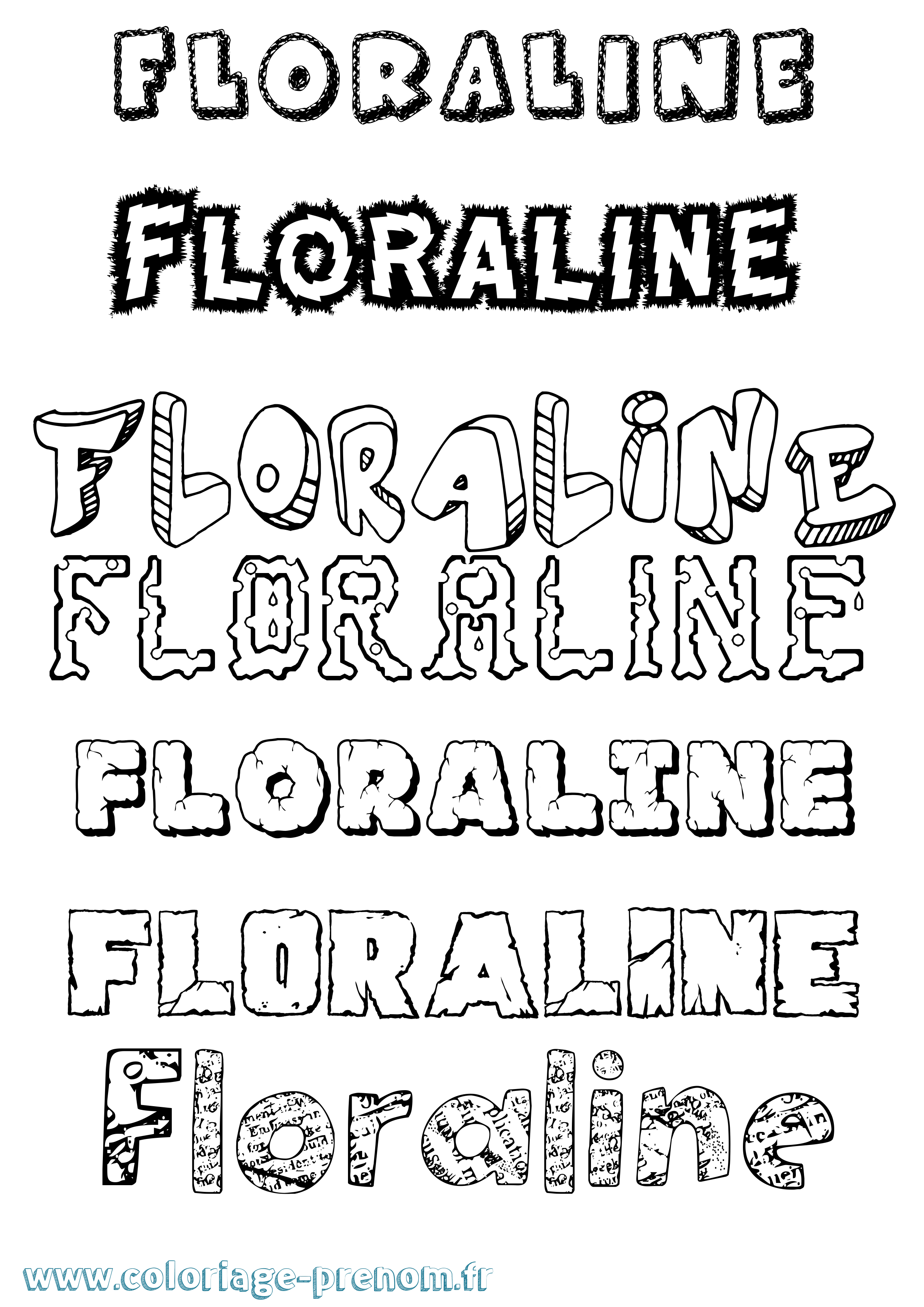 Coloriage prénom Floraline Destructuré