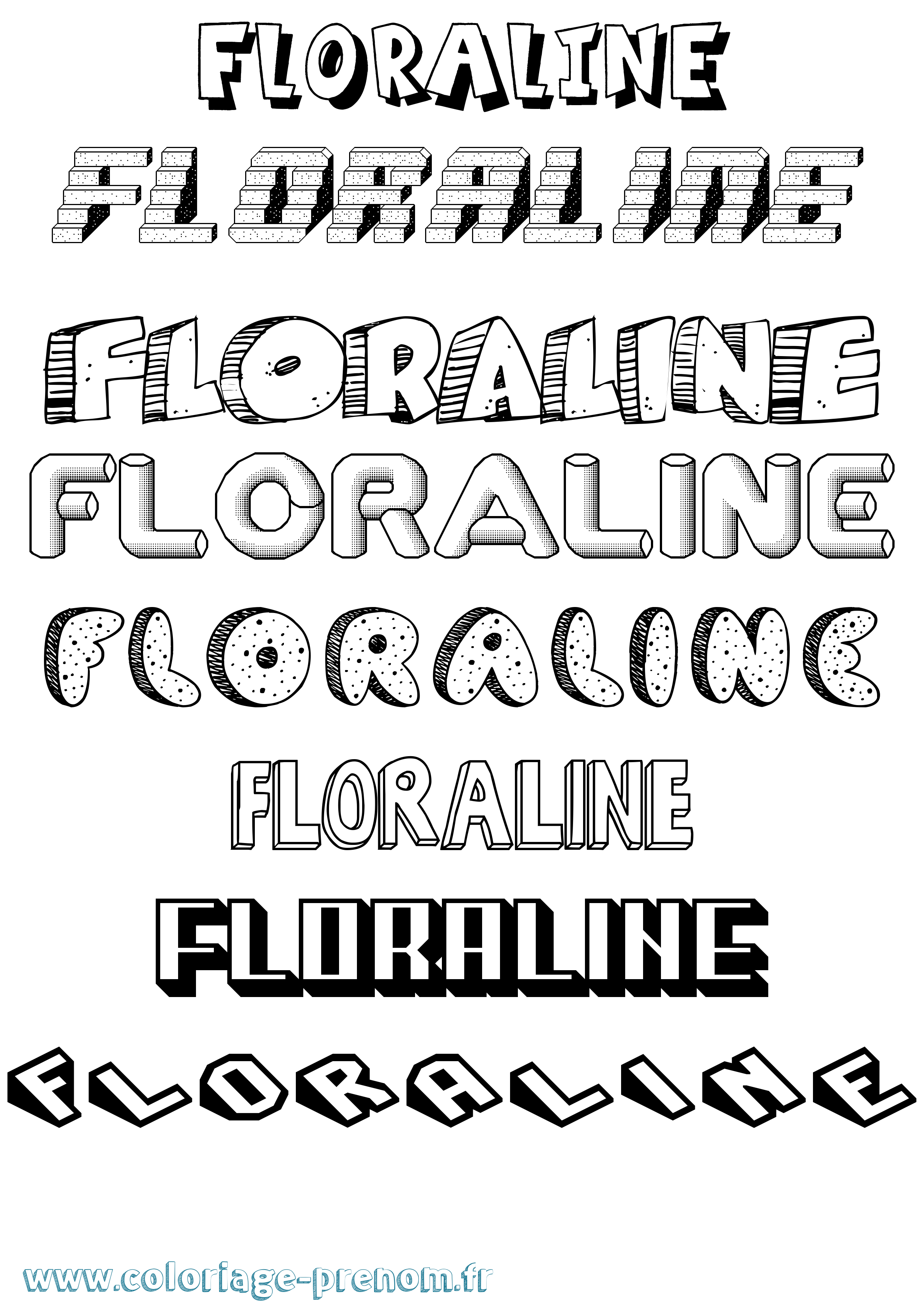 Coloriage prénom Floraline Effet 3D