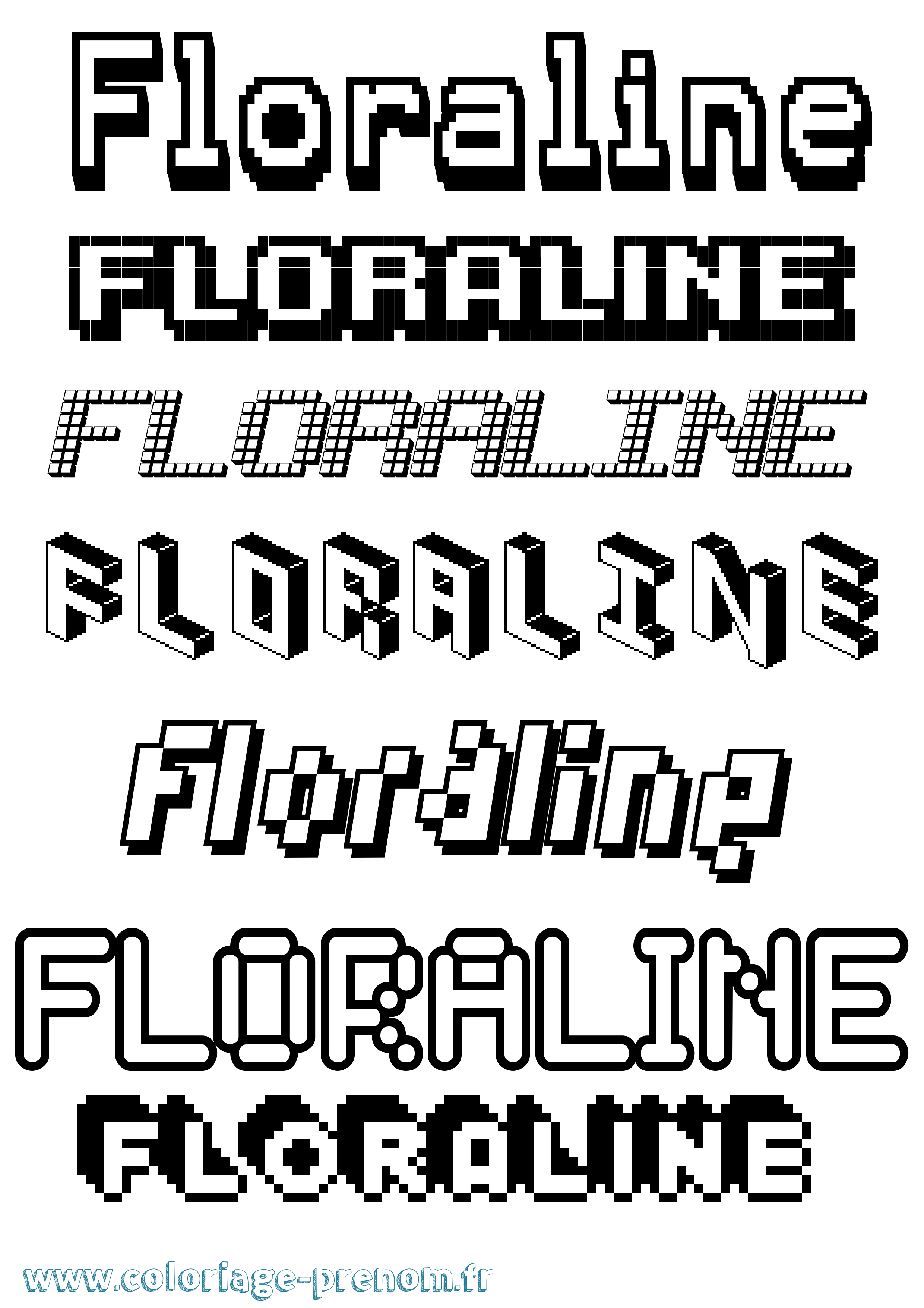 Coloriage prénom Floraline Pixel