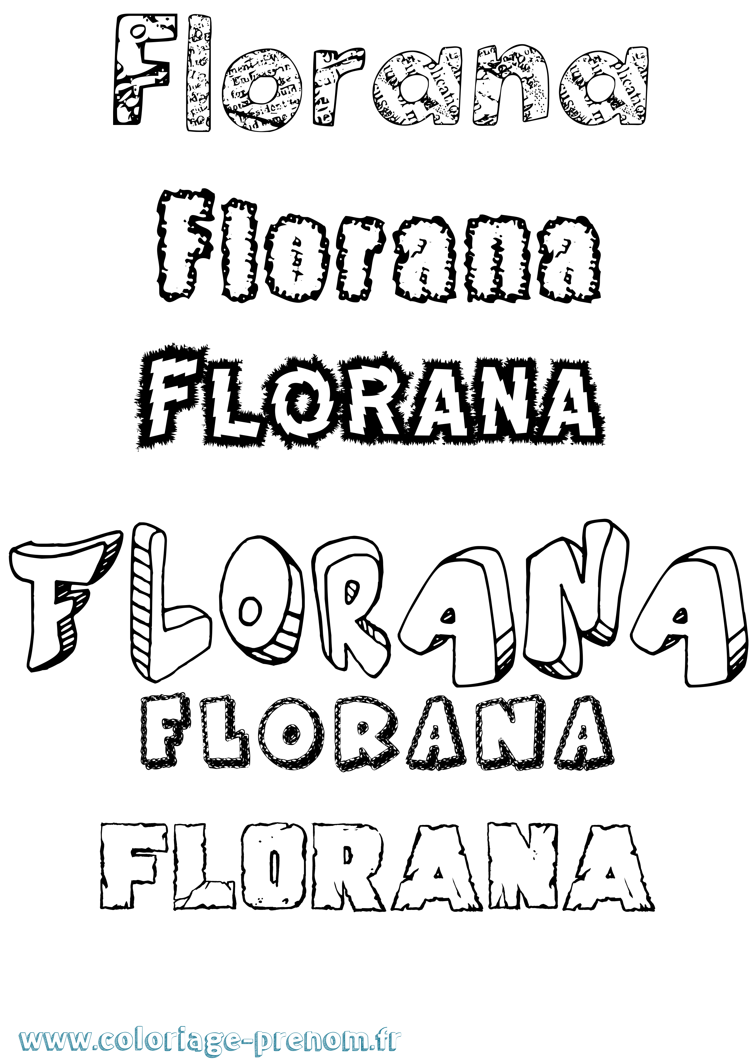 Coloriage prénom Florana Destructuré