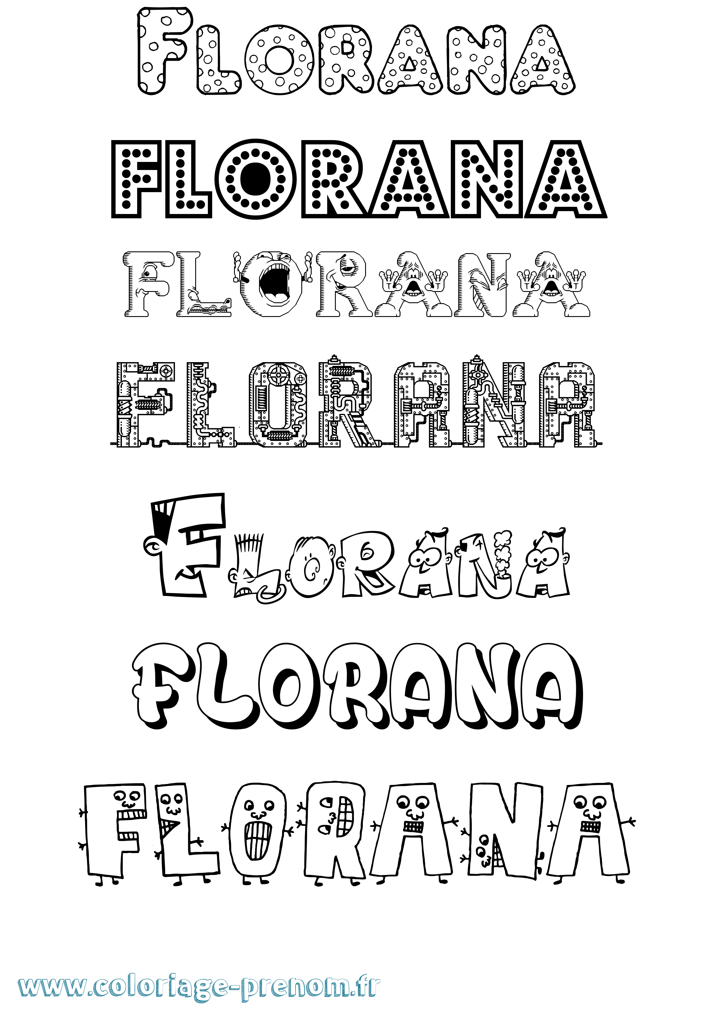 Coloriage prénom Florana Fun