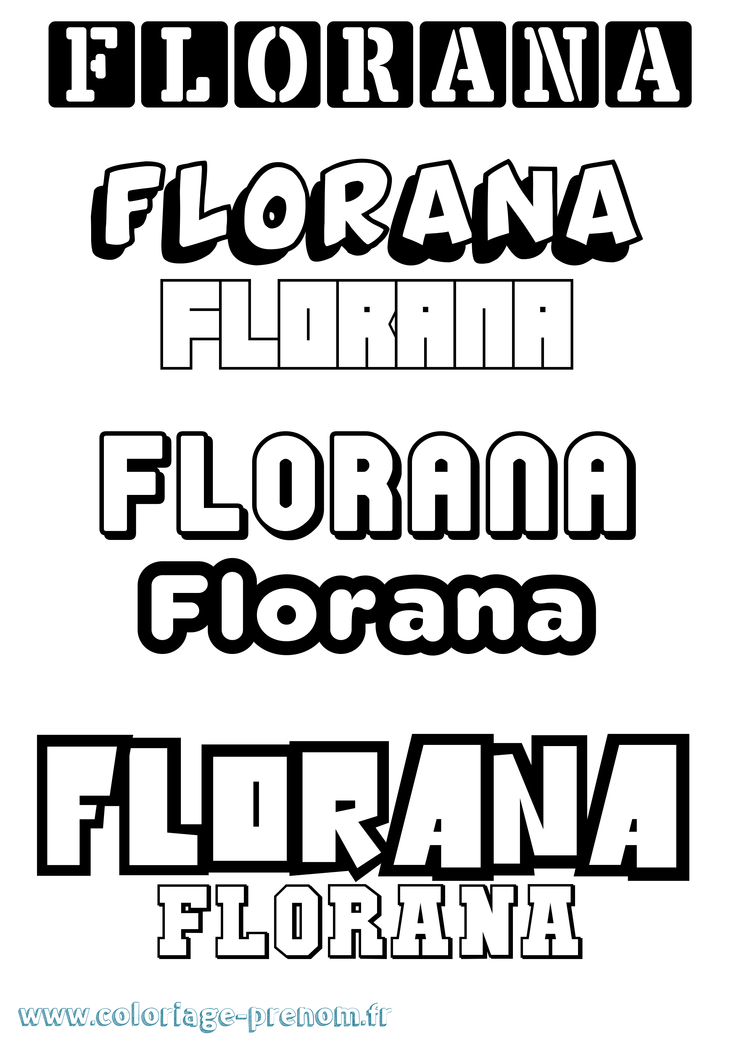 Coloriage prénom Florana Simple
