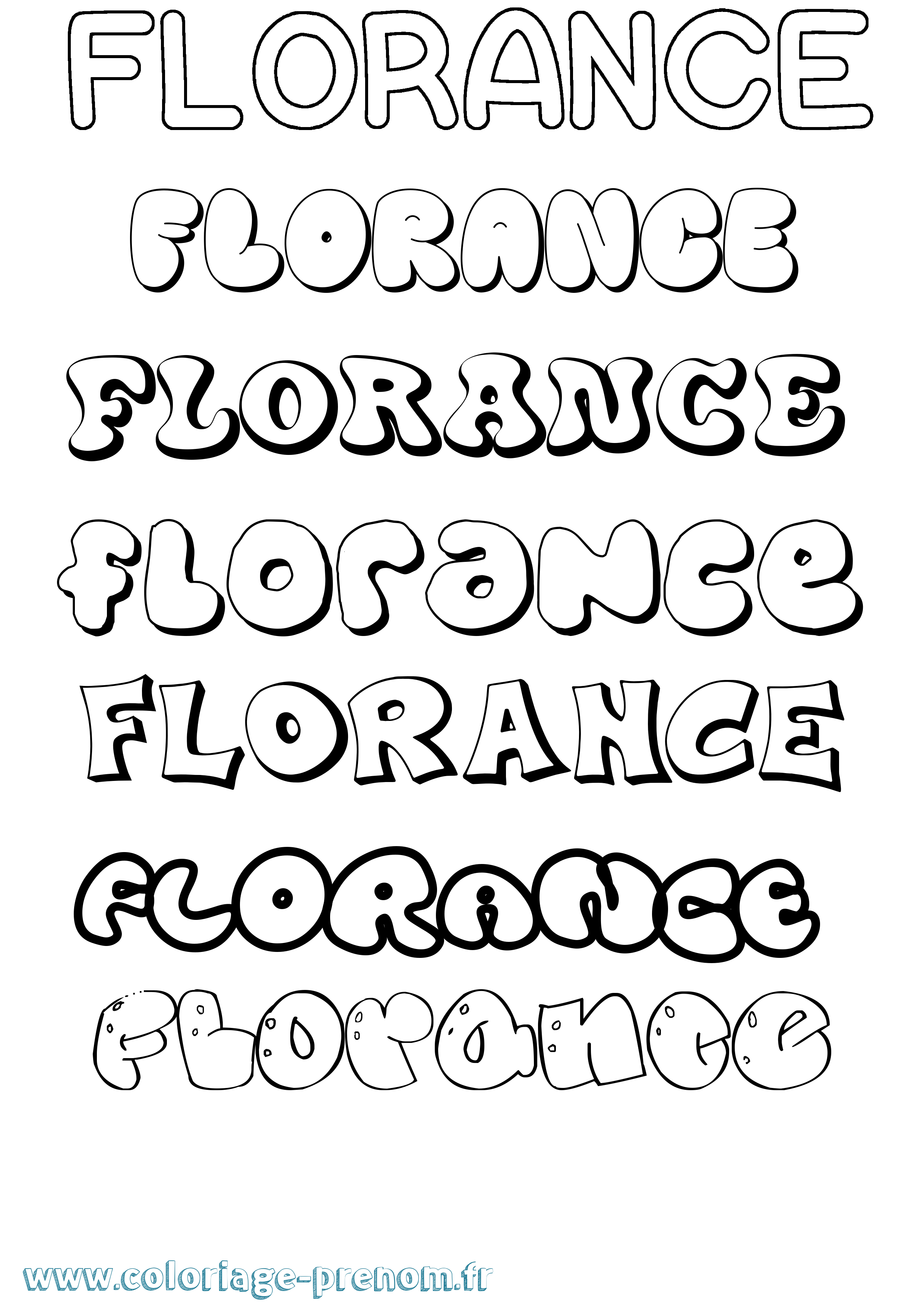 Coloriage prénom Florance Bubble