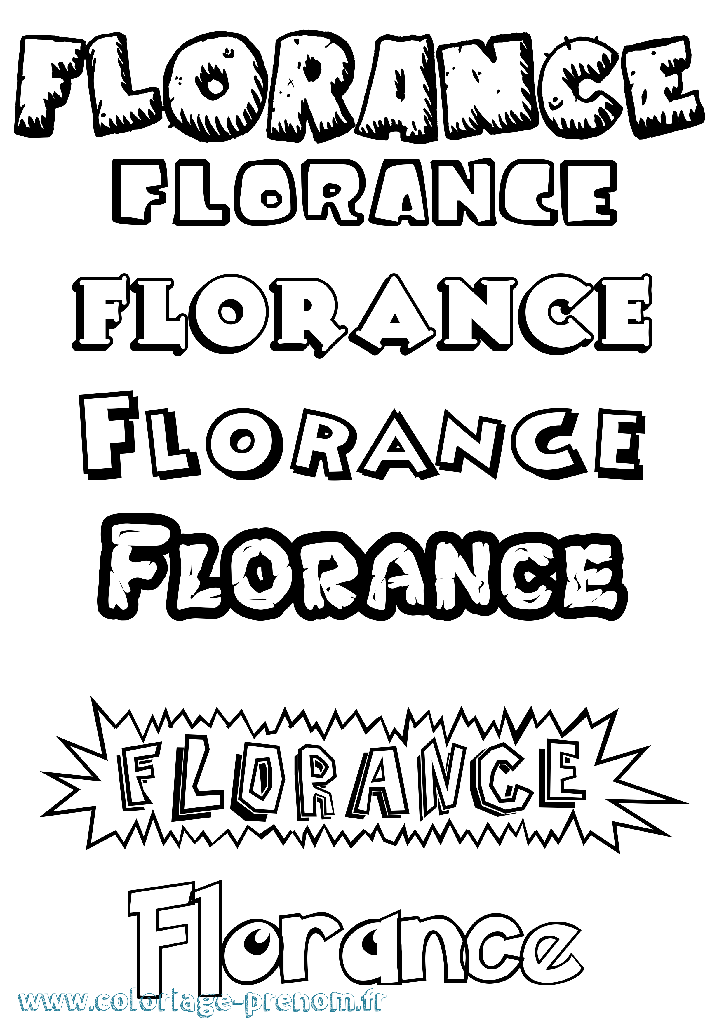 Coloriage prénom Florance Dessin Animé