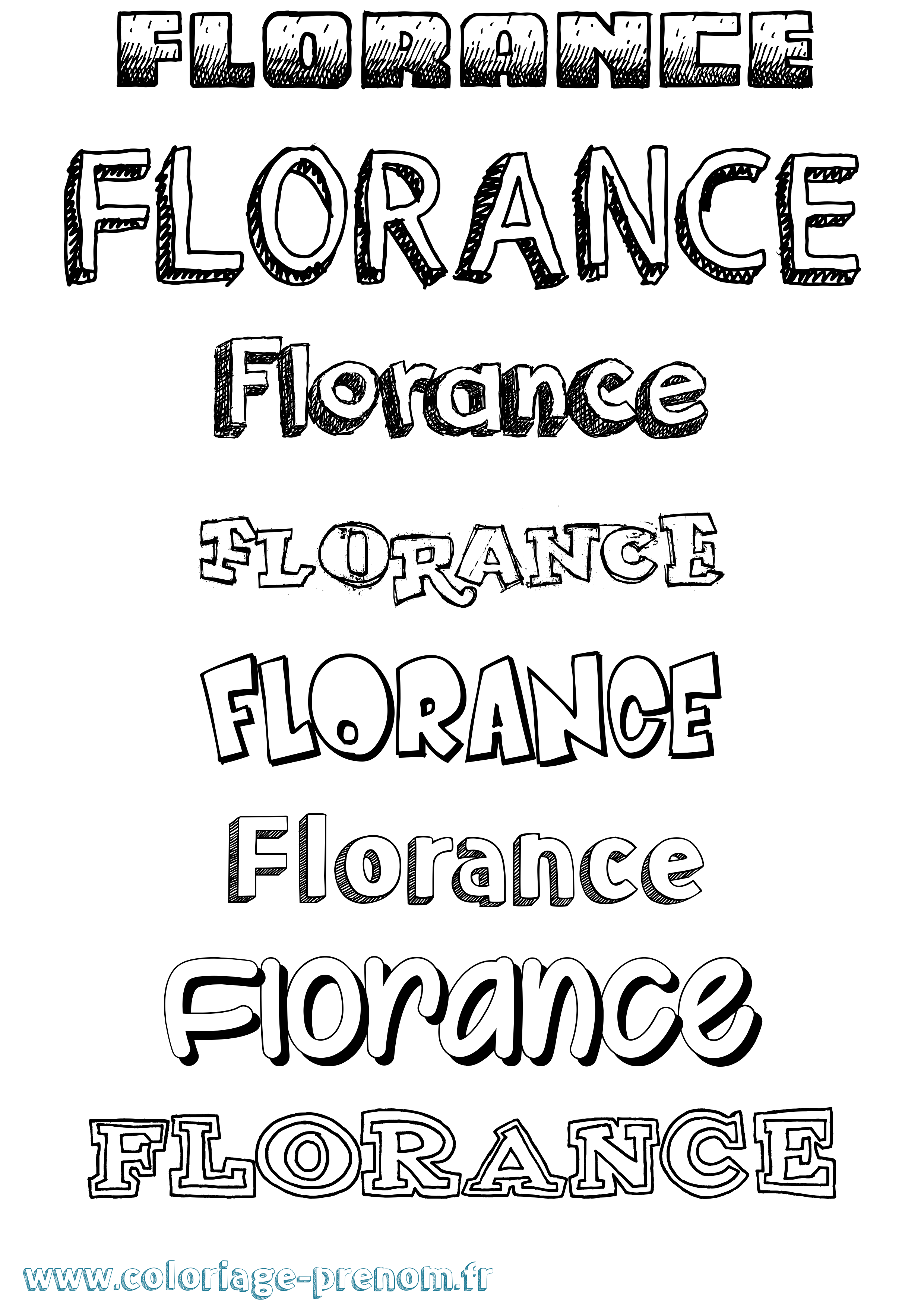 Coloriage prénom Florance Dessiné