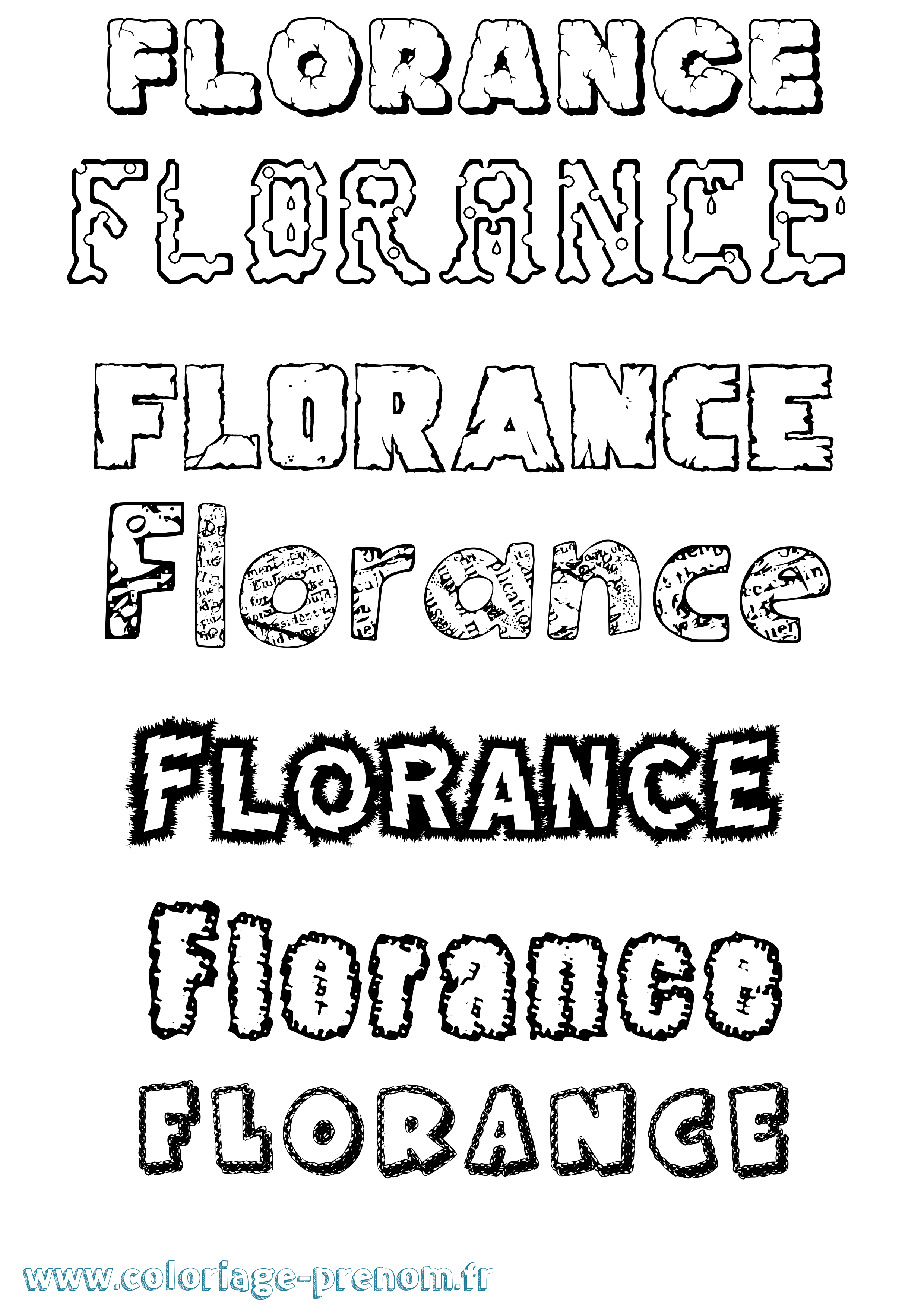 Coloriage Florance Destructuré Coloriage prénom Florance Destructuré