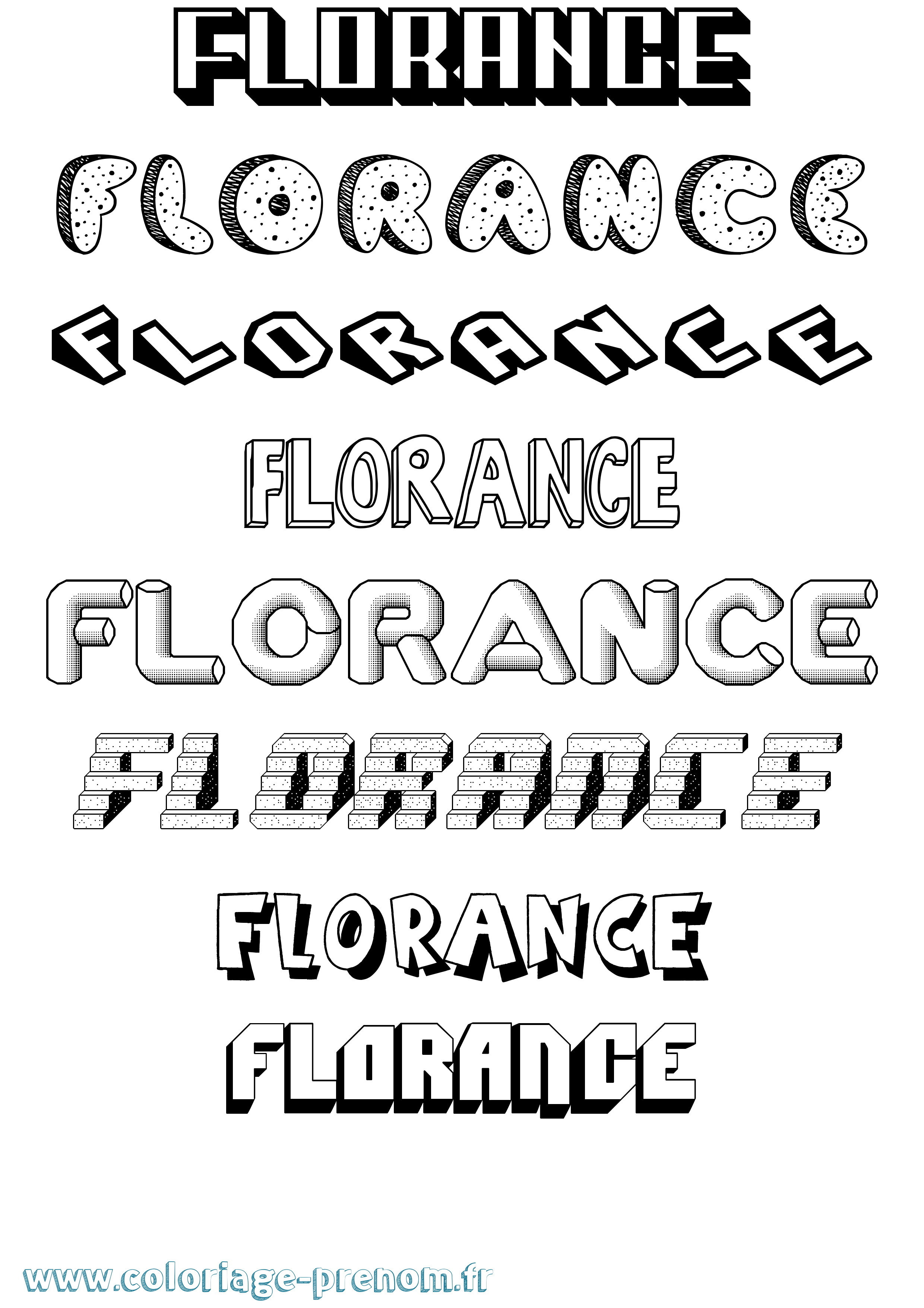 Coloriage Florance Effet 3D Coloriage prénom Florance Effet 3D