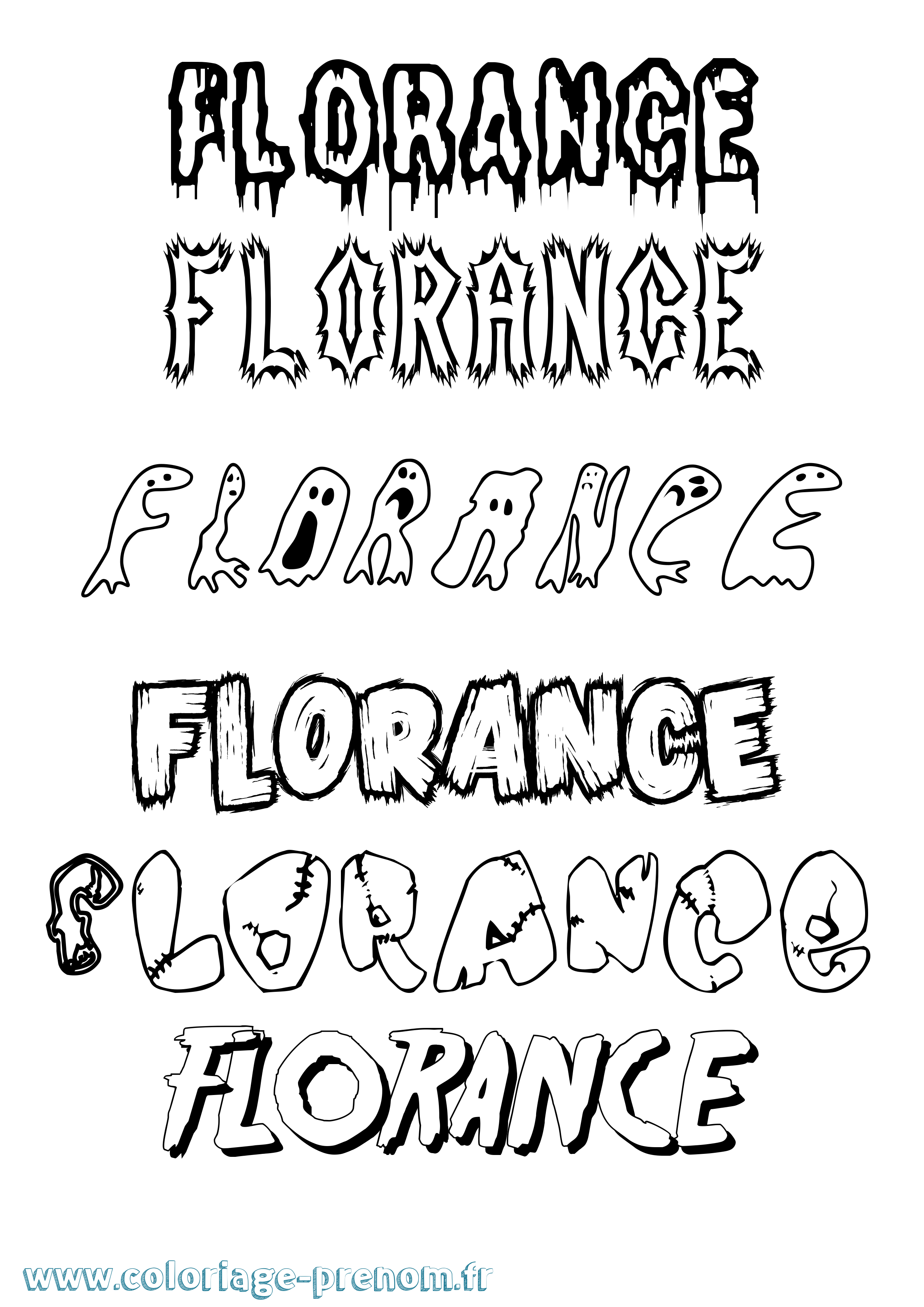Coloriage prénom Florance Frisson