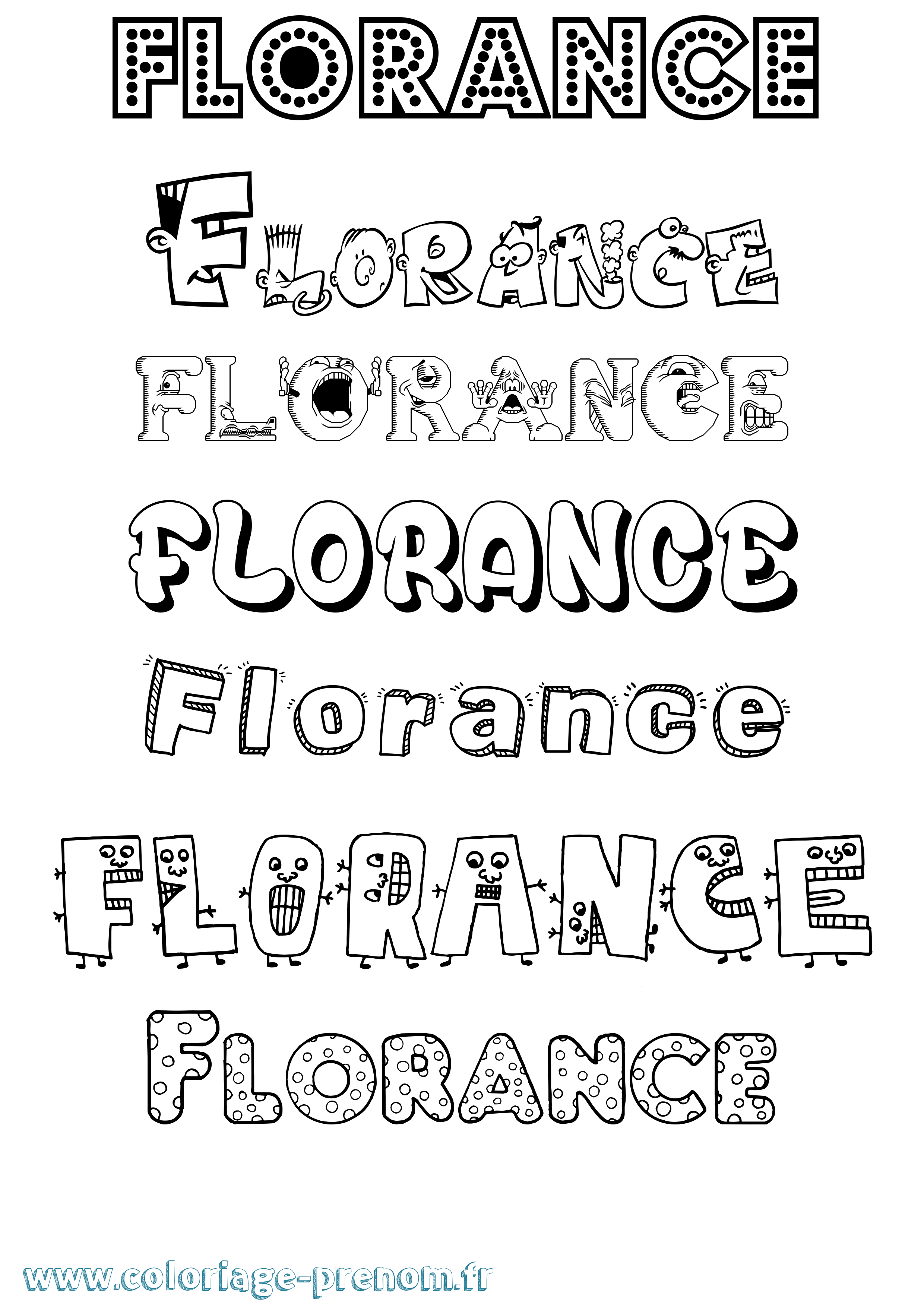 Coloriage prénom Florance Fun