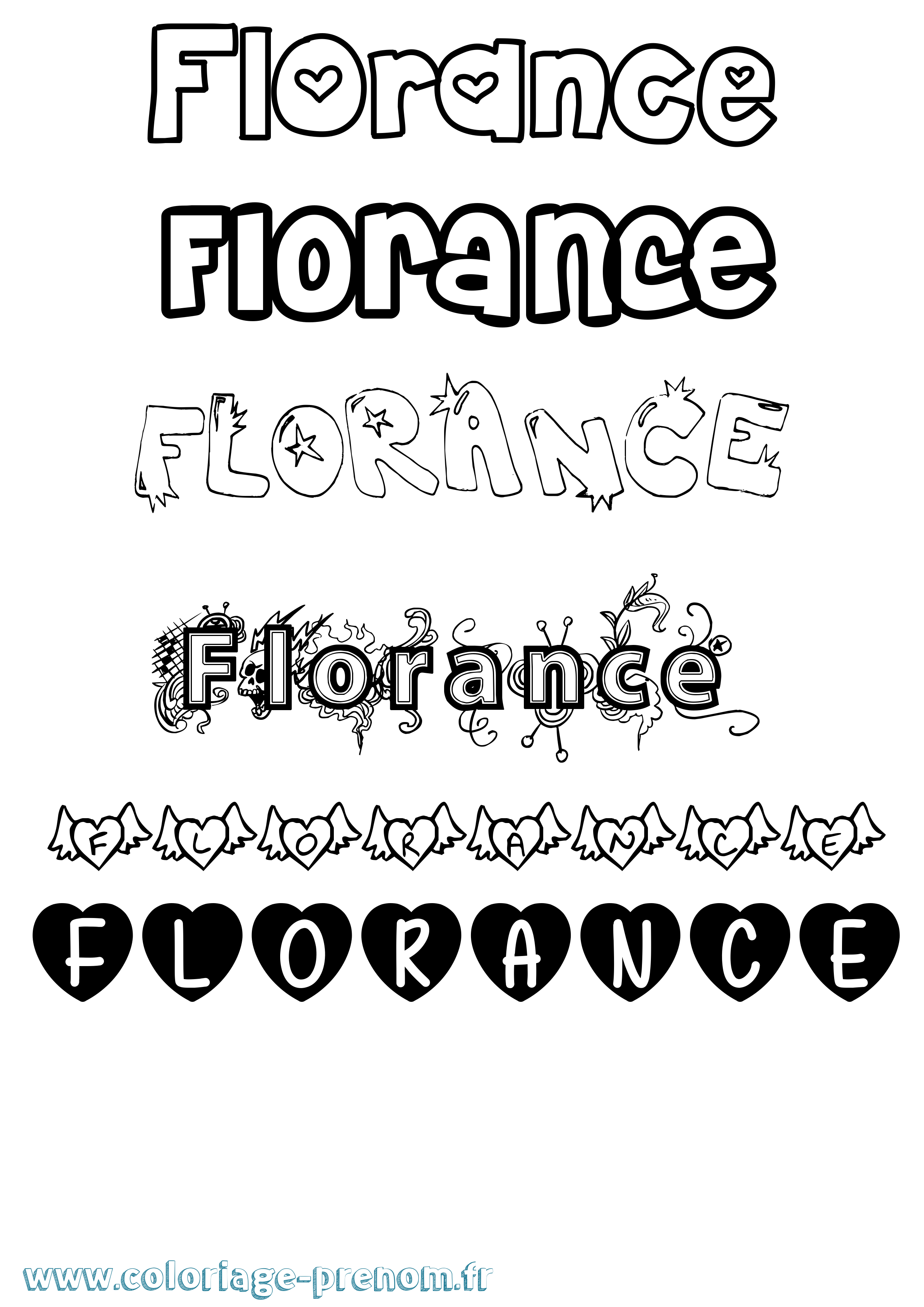 Coloriage Florance Girly Coloriage prénom Florance Girly