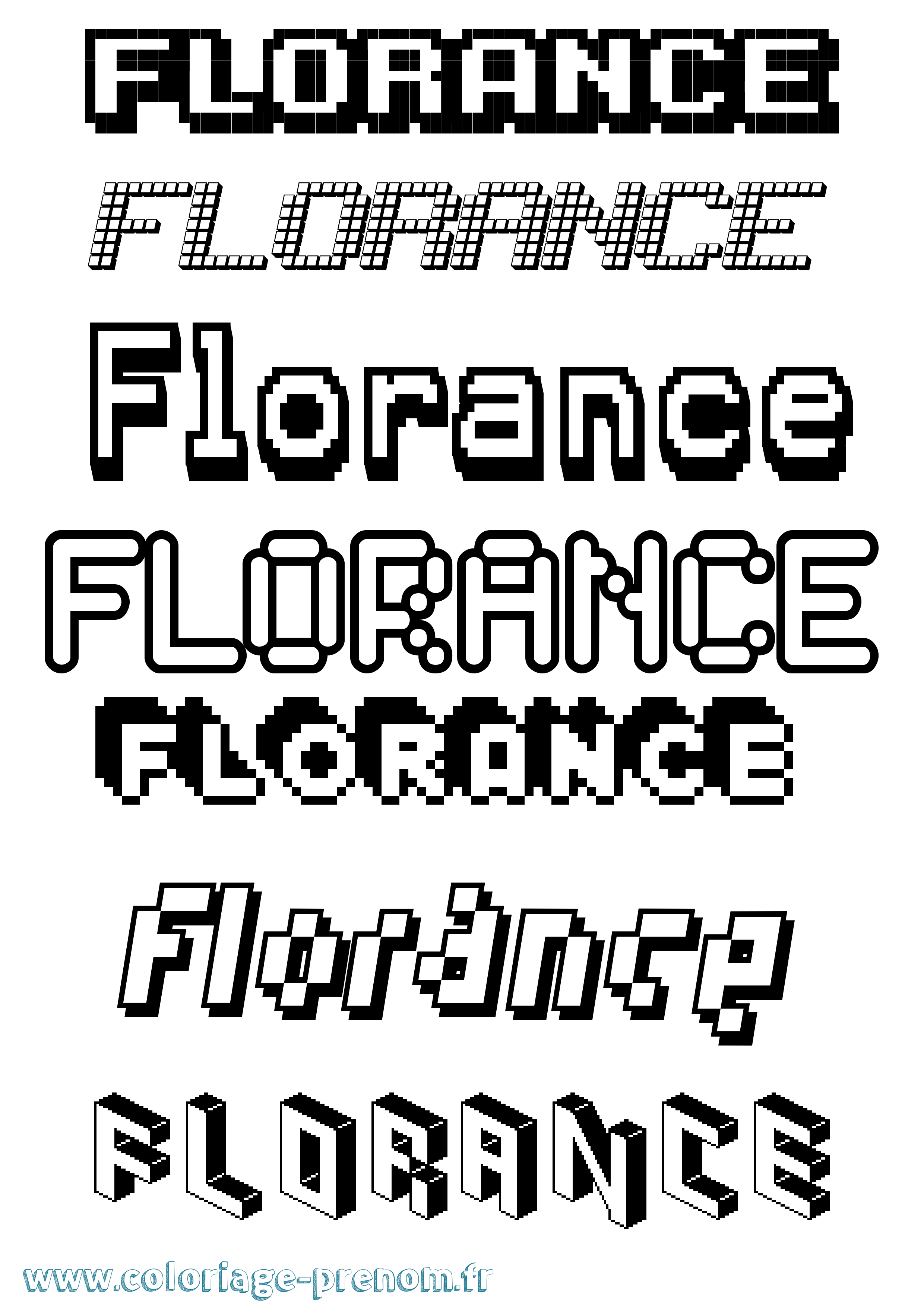 Coloriage prénom Florance Pixel