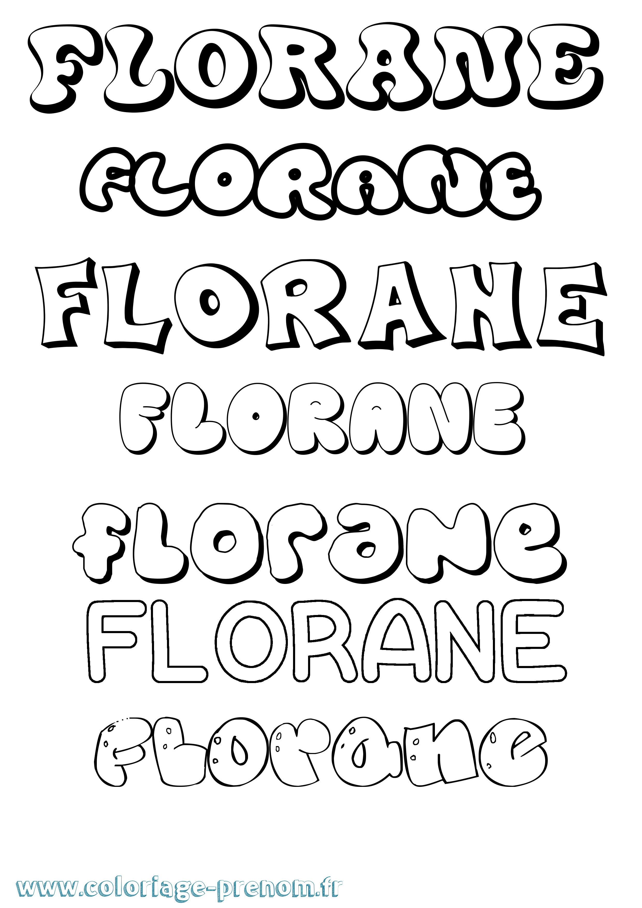 Coloriage prénom Florane Bubble