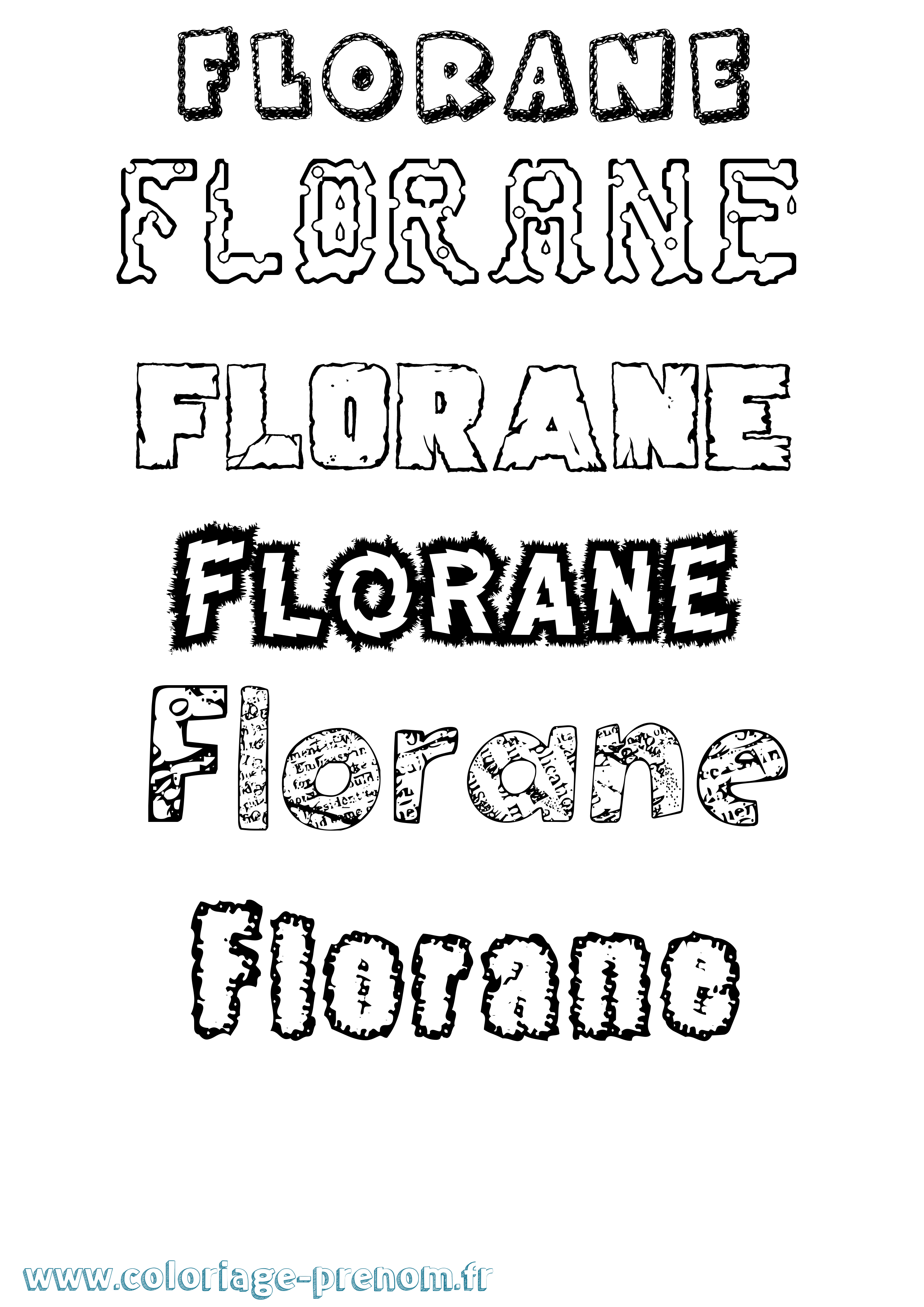 Coloriage prénom Florane Destructuré