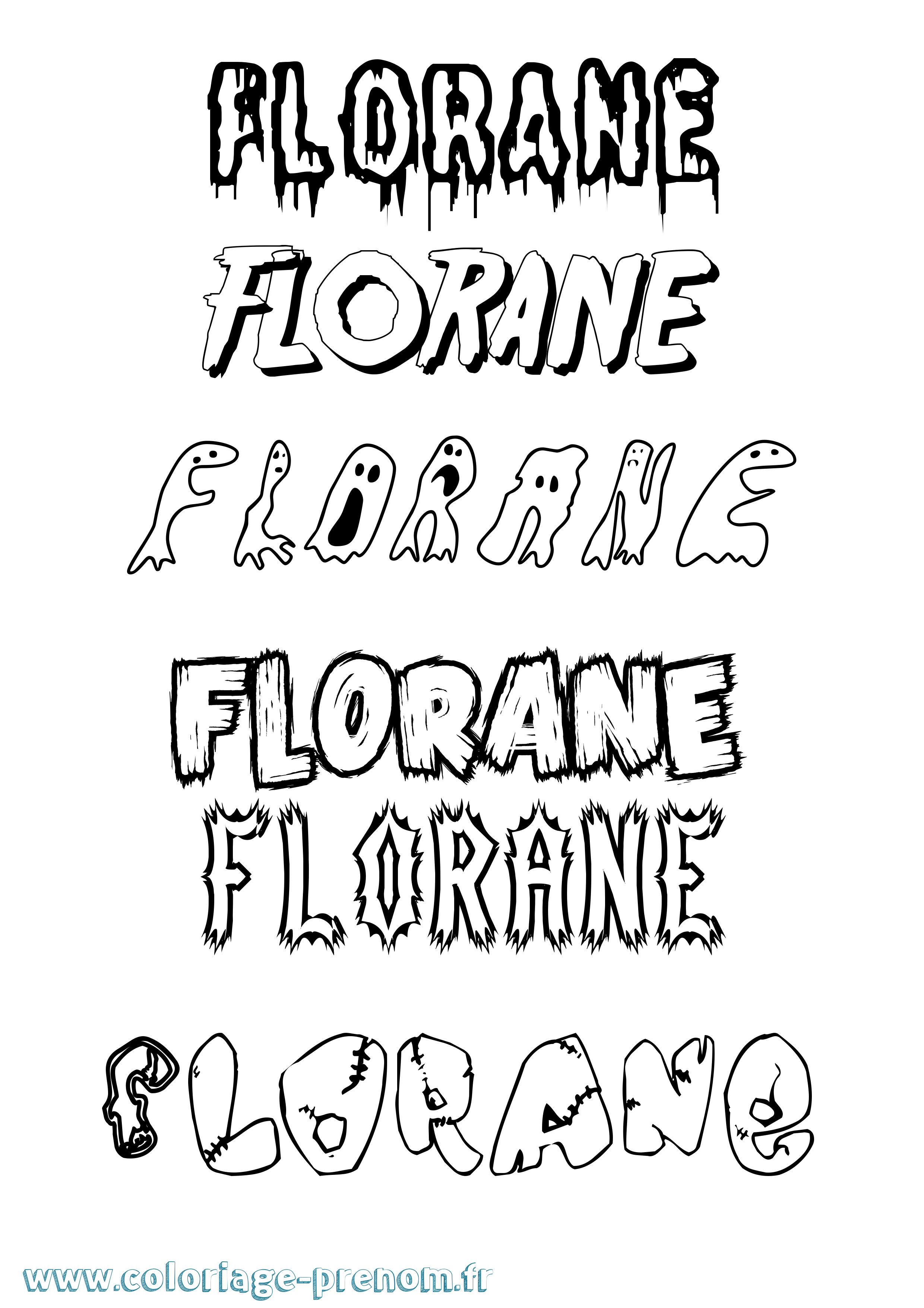 Coloriage prénom Florane Frisson