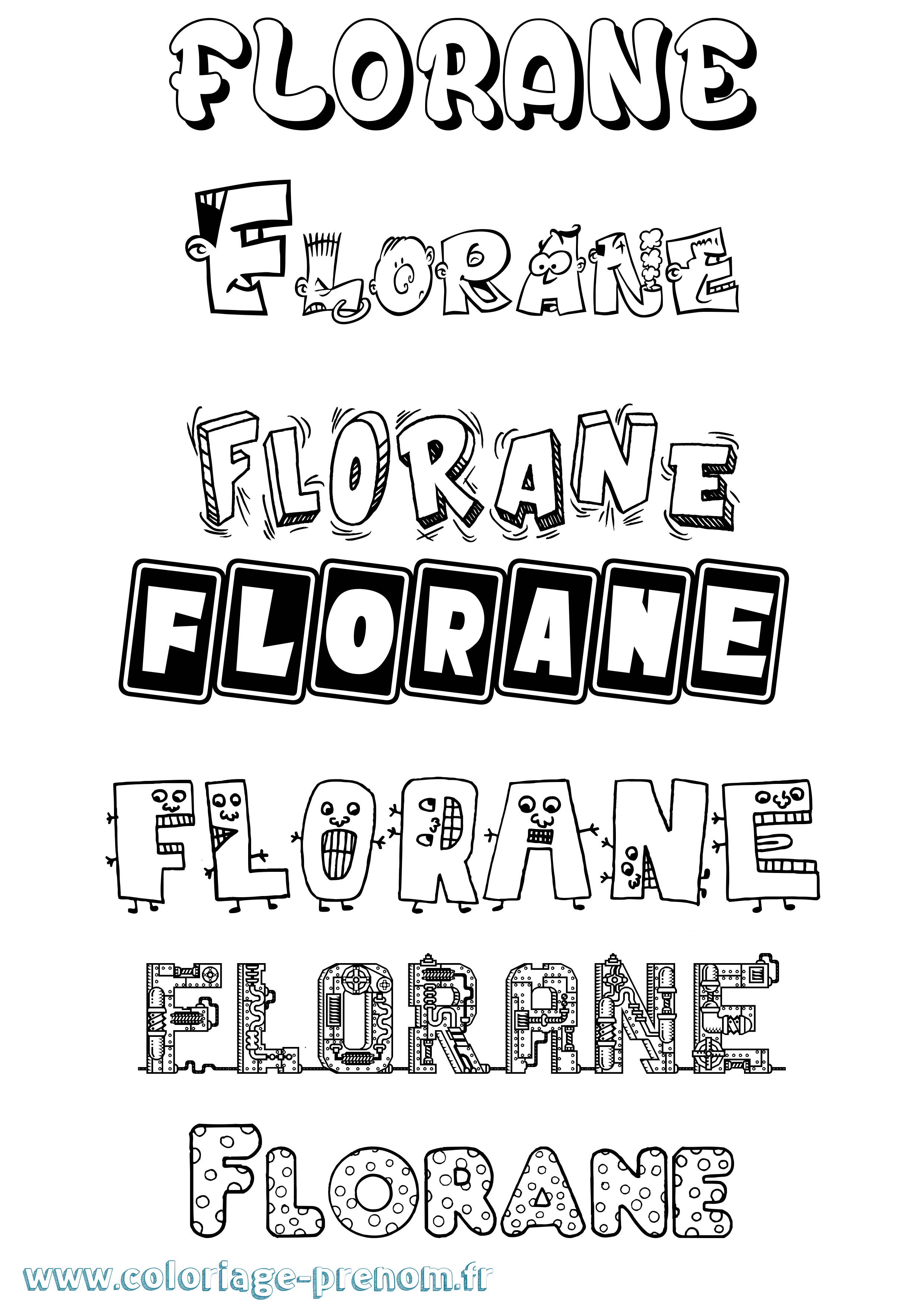 Coloriage prénom Florane Fun