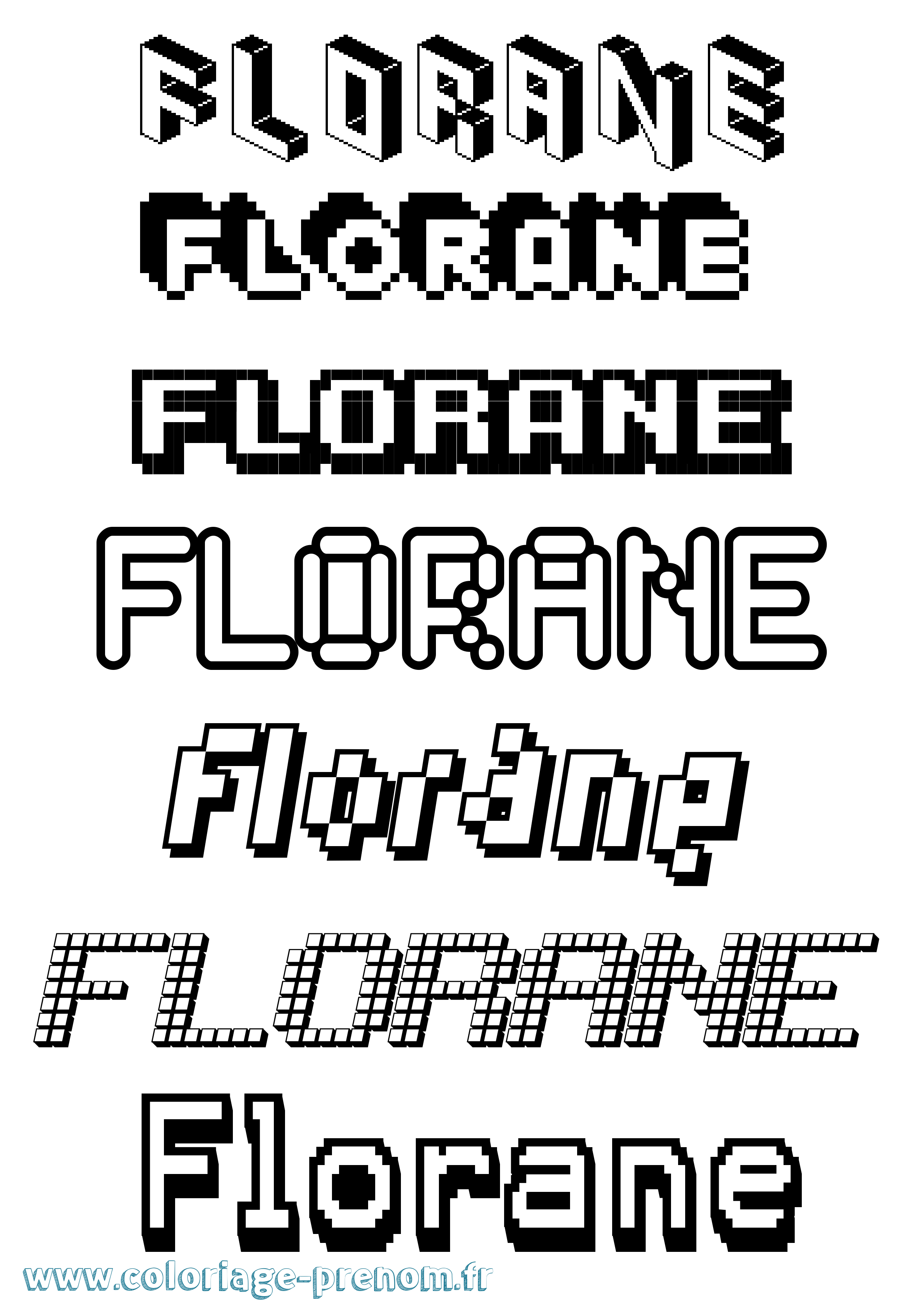 Coloriage prénom Florane Pixel