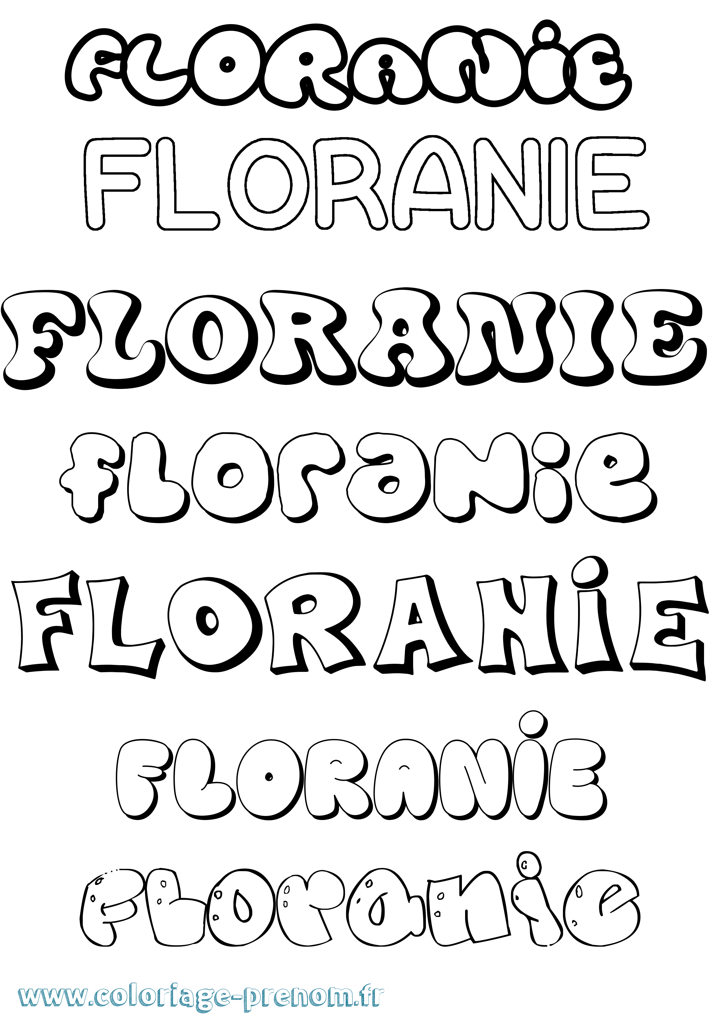 Coloriage prénom Floranie Bubble