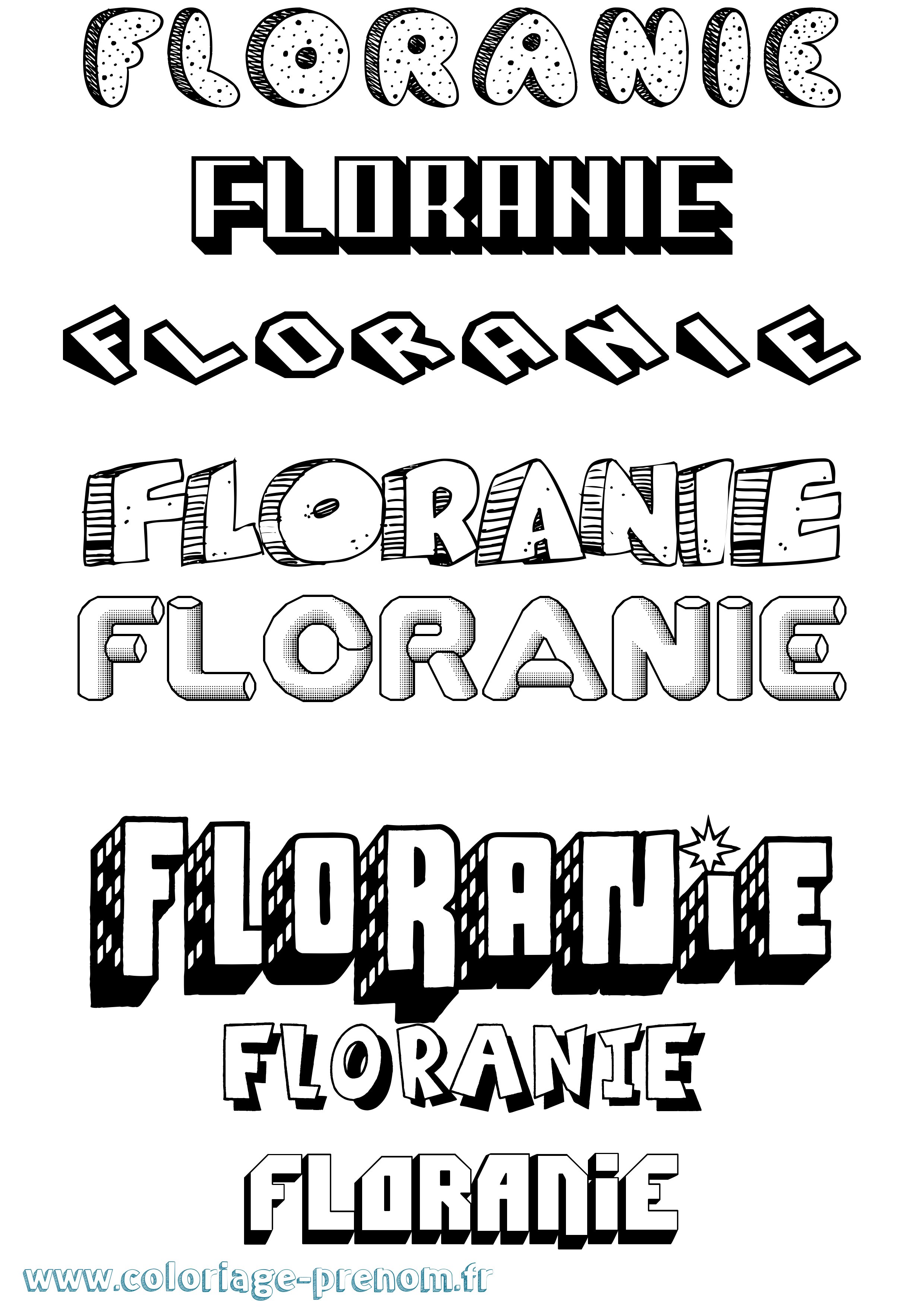 Coloriage Floranie Effet 3D Coloriage prénom Floranie Effet 3D