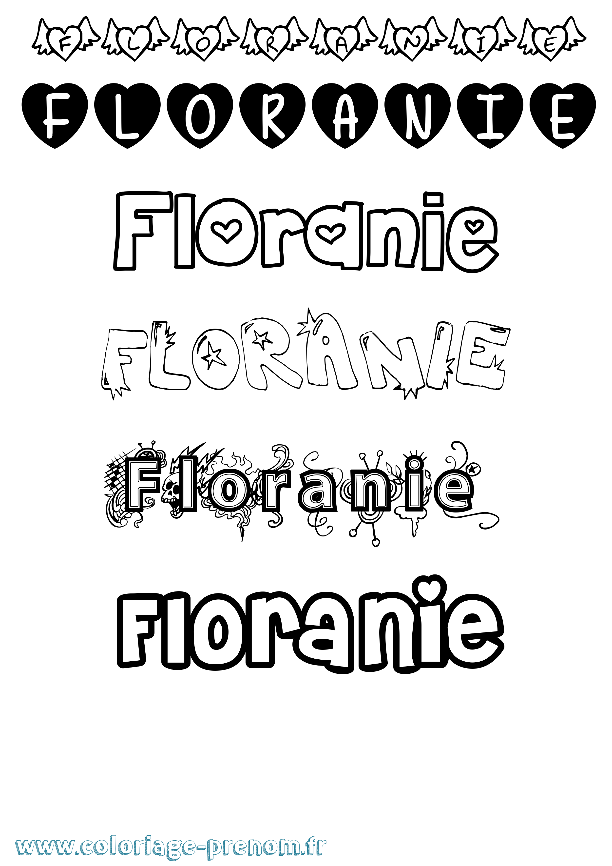 Coloriage prénom Floranie Girly