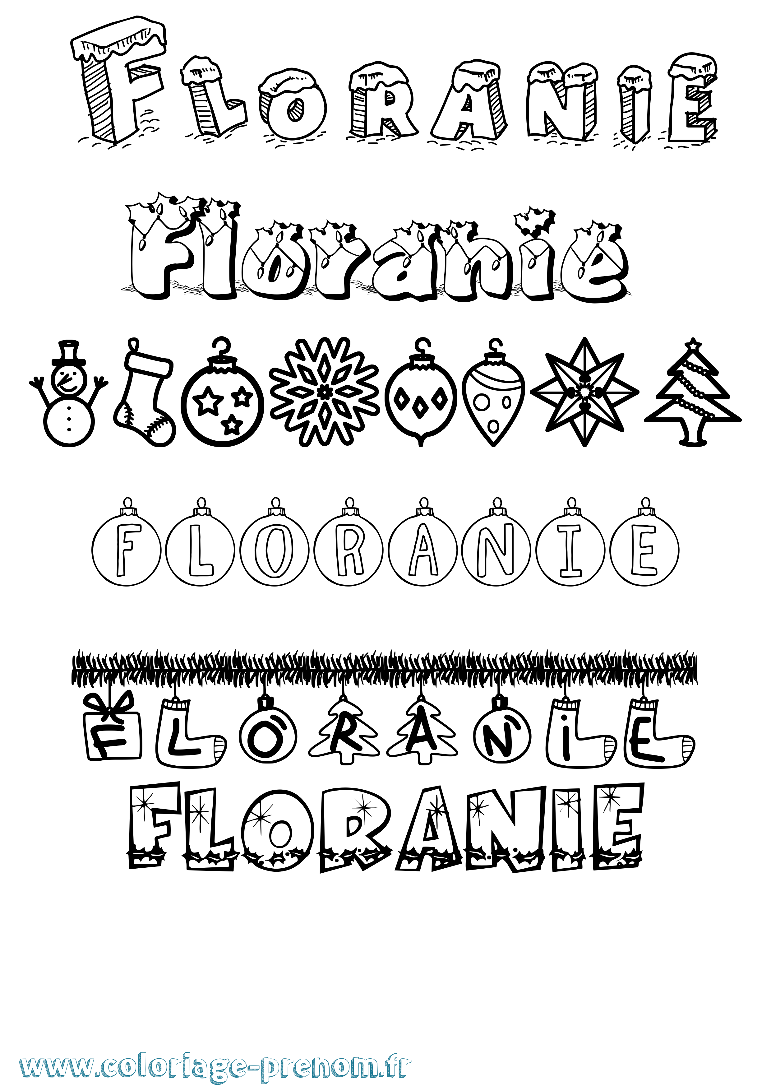Coloriage prénom Floranie Noël