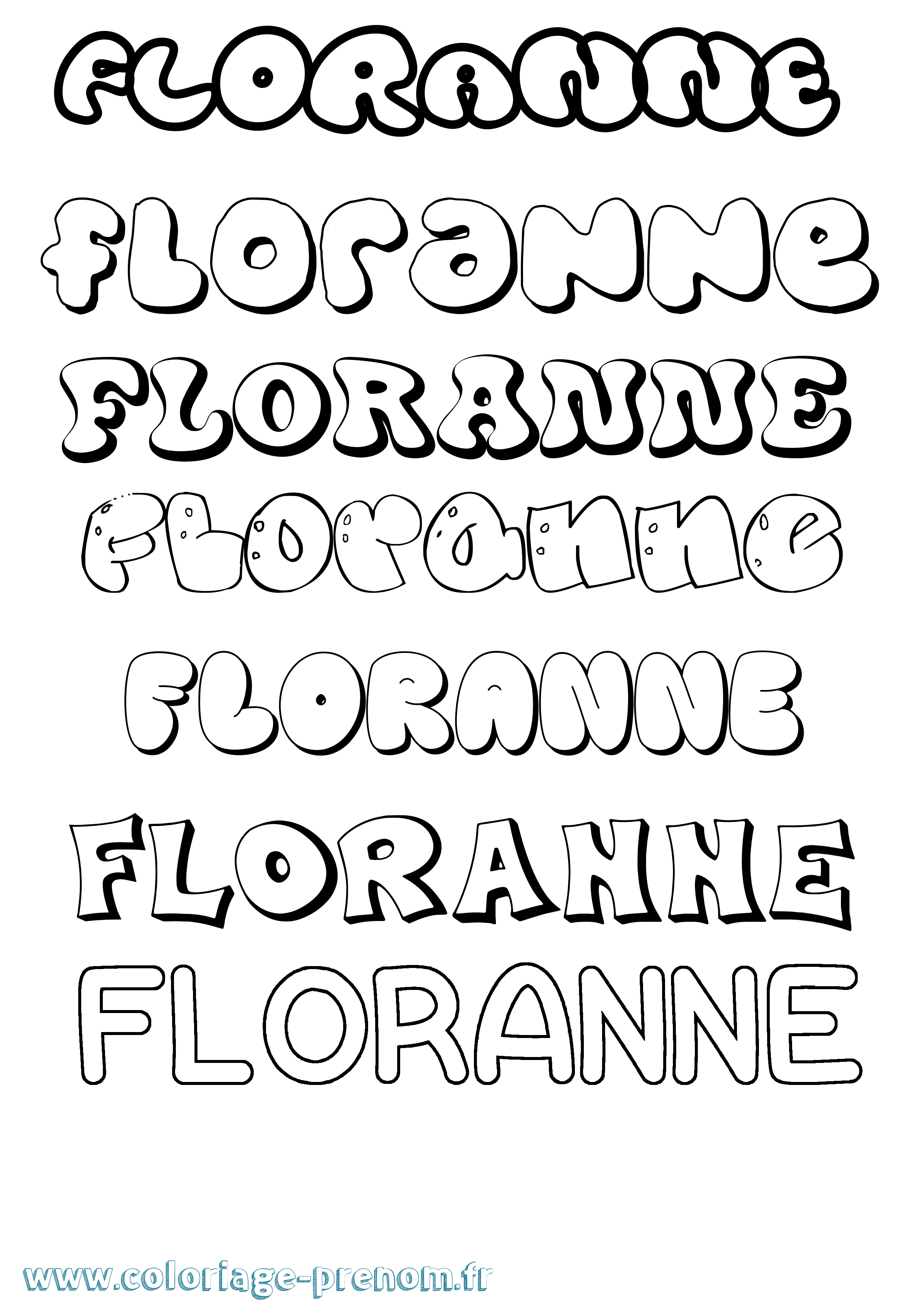 Coloriage prénom Floranne Bubble