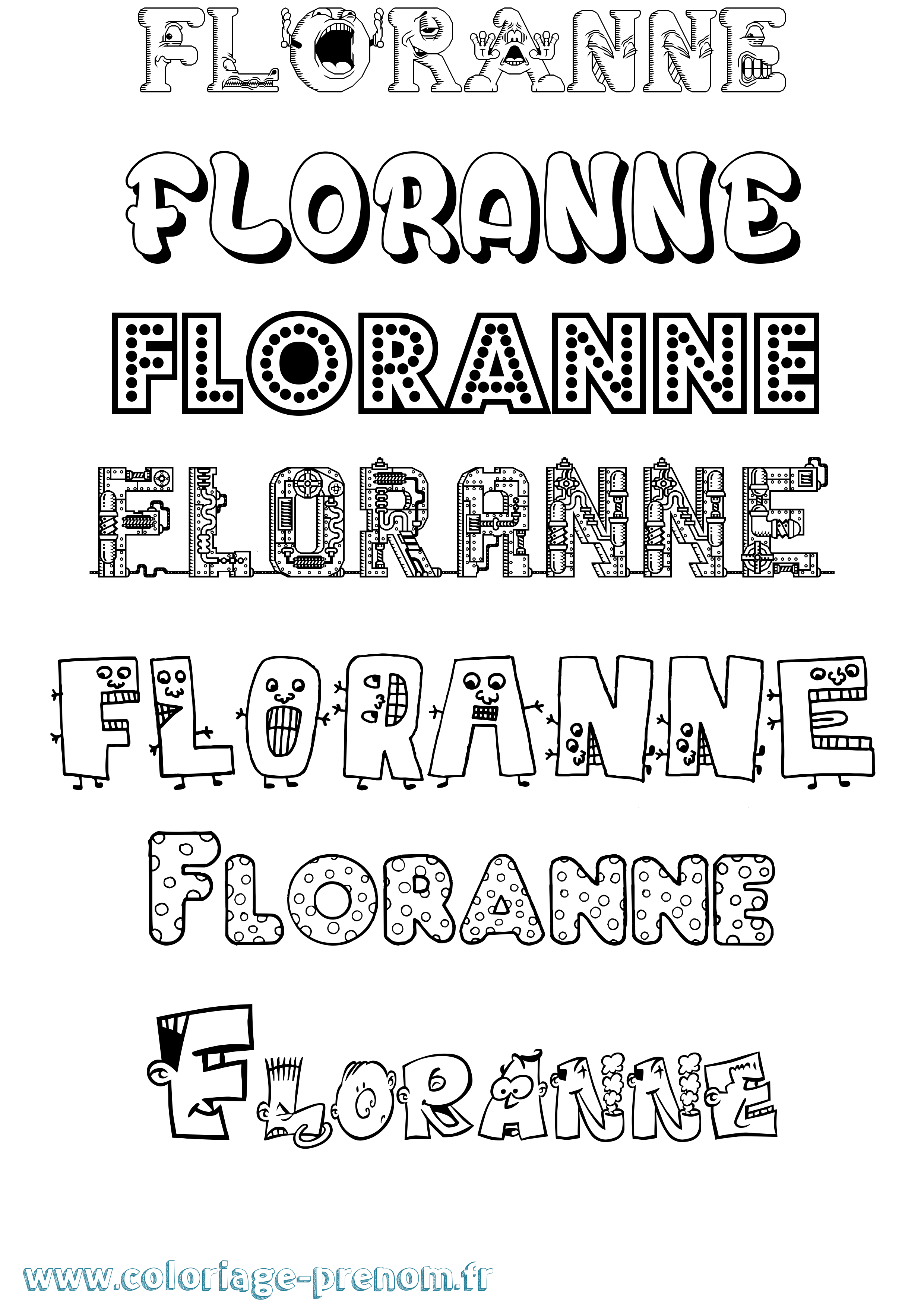 Coloriage prénom Floranne Fun