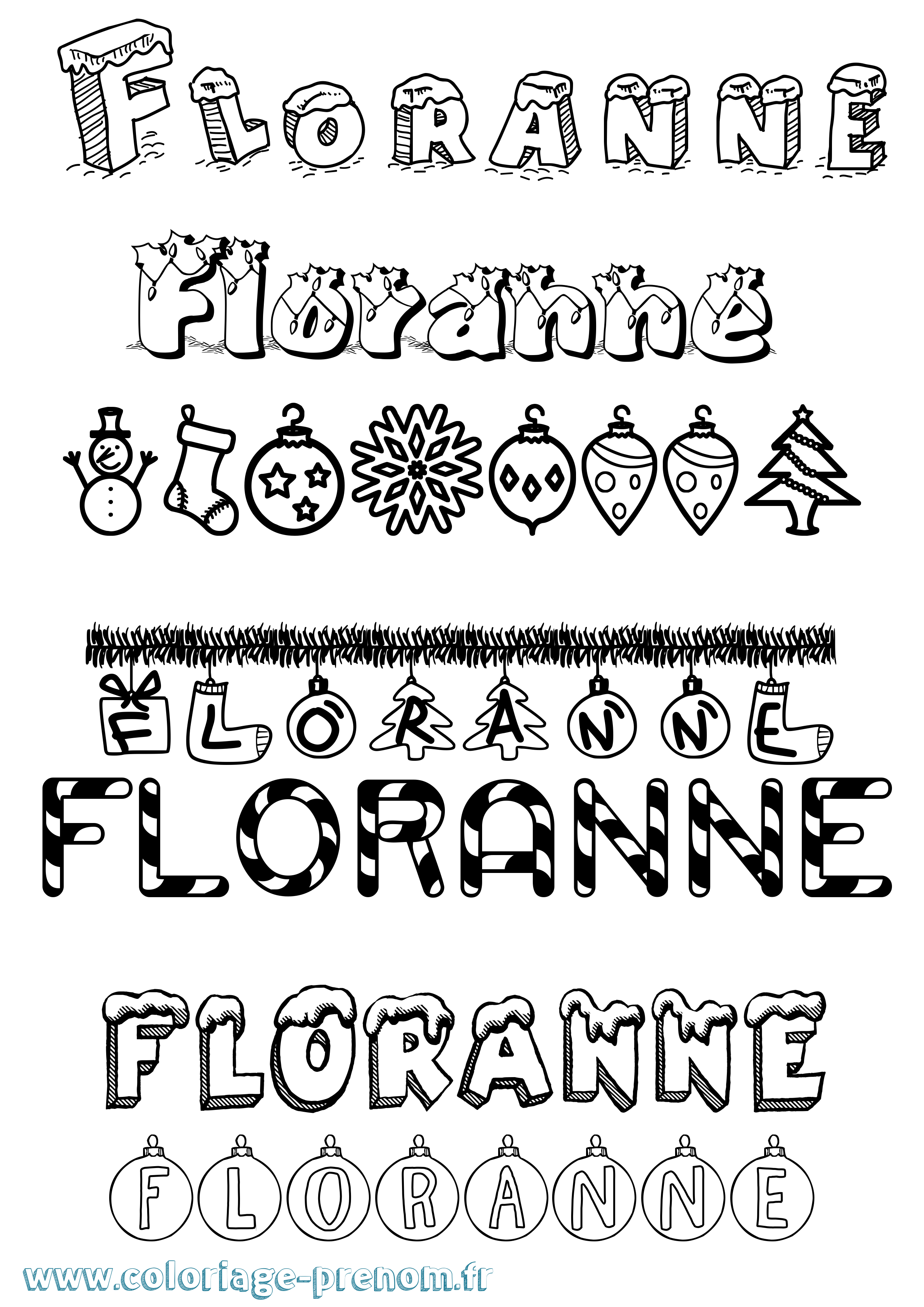 Coloriage prénom Floranne Noël
