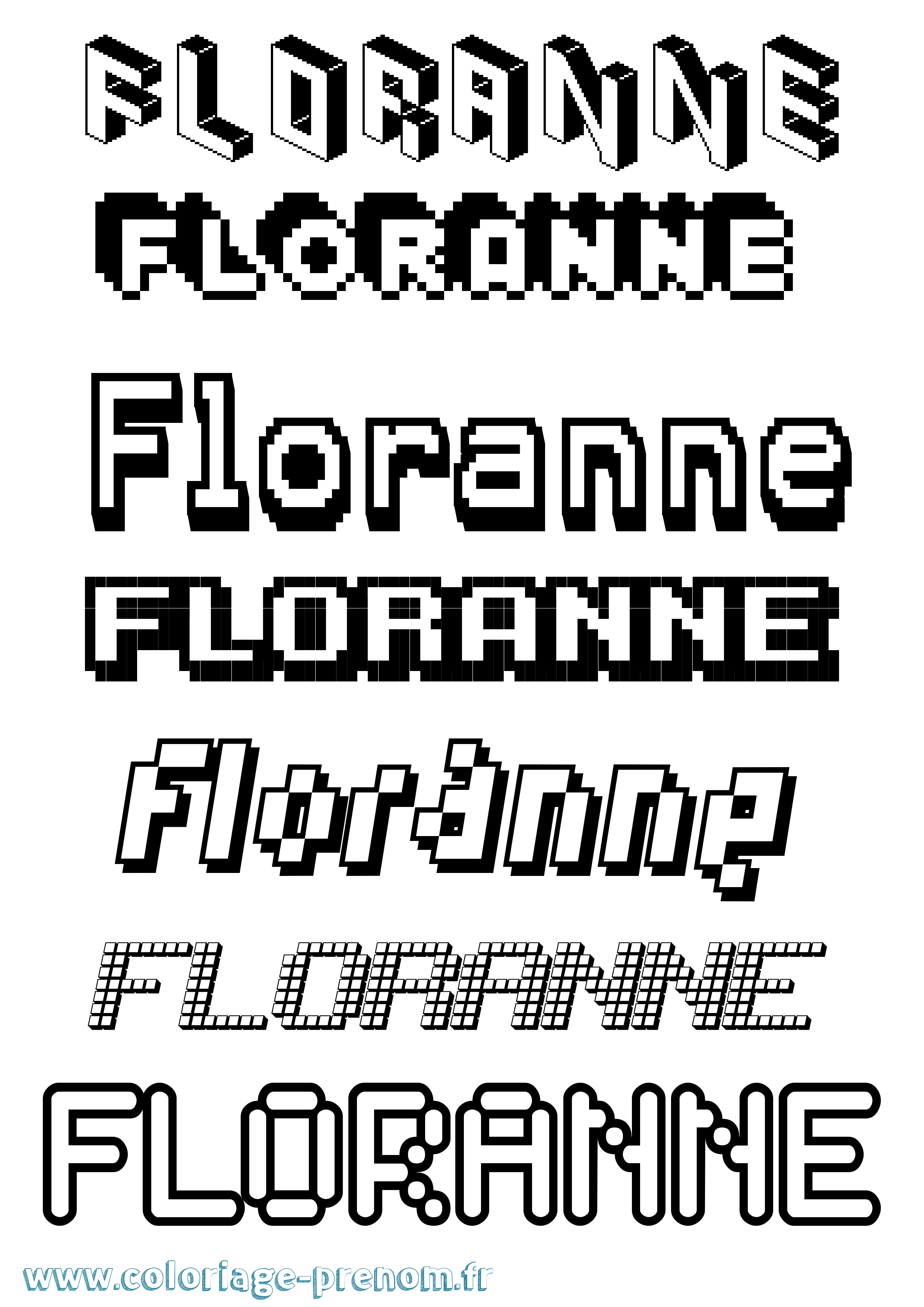 Coloriage prénom Floranne Pixel