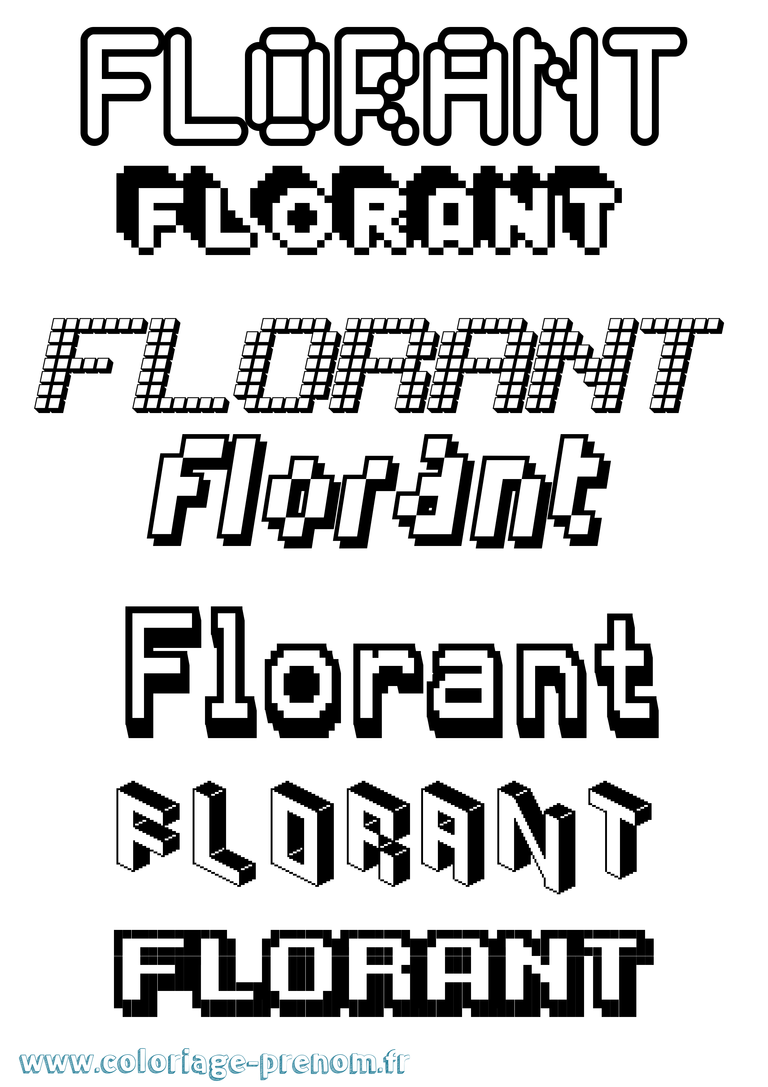 Coloriage prénom Florant Pixel