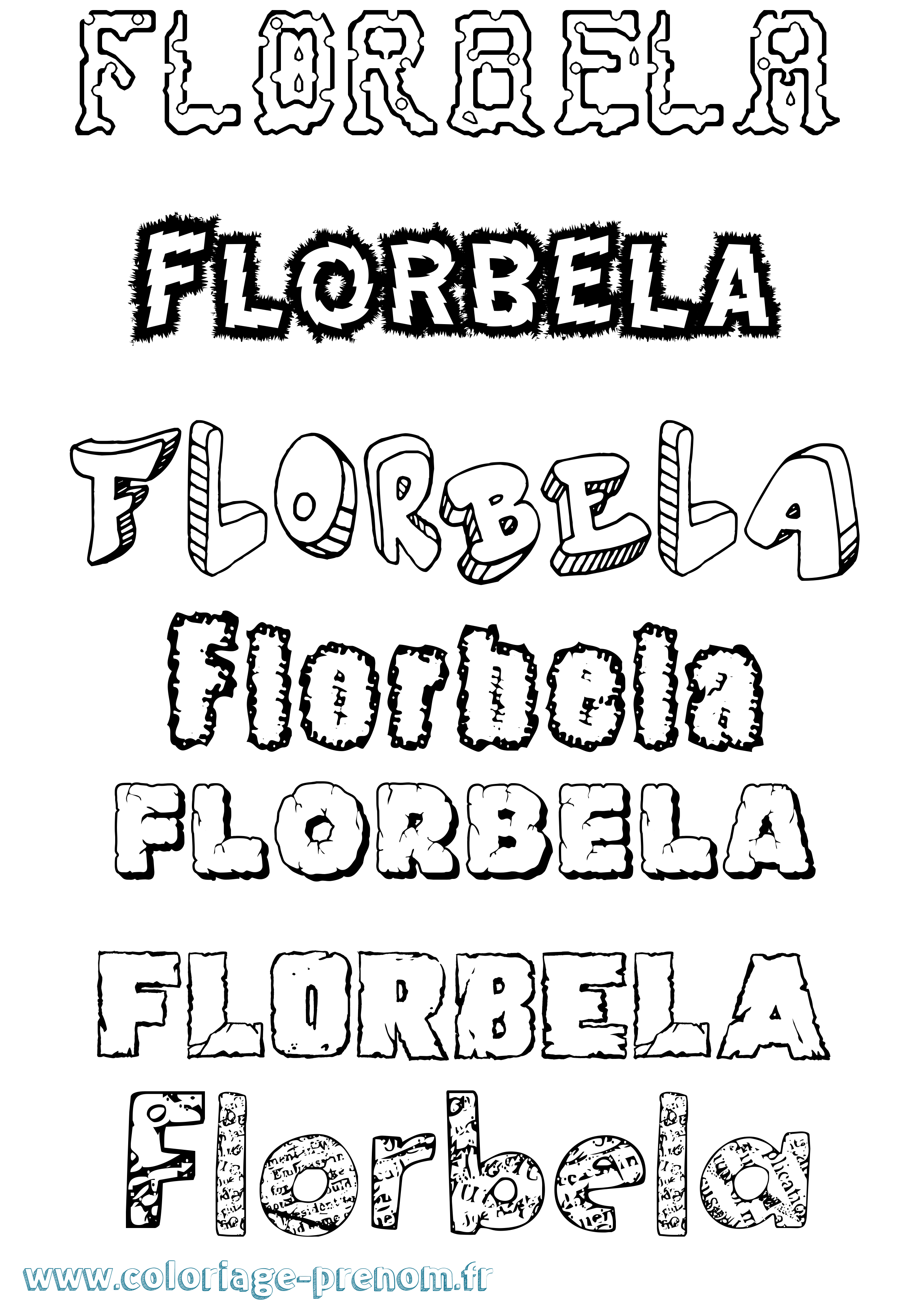 Coloriage prénom Florbela Destructuré