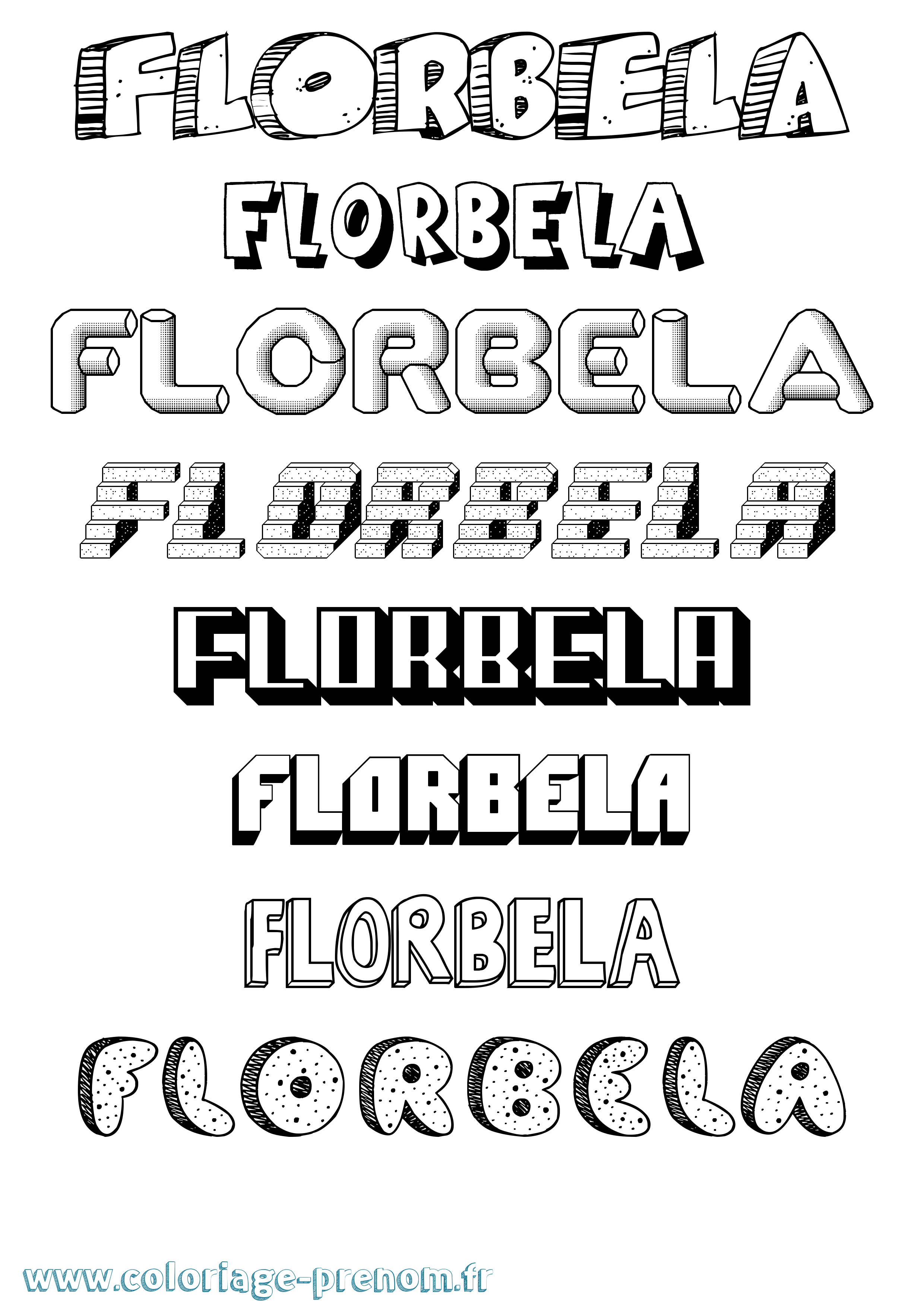 Coloriage prénom Florbela Effet 3D