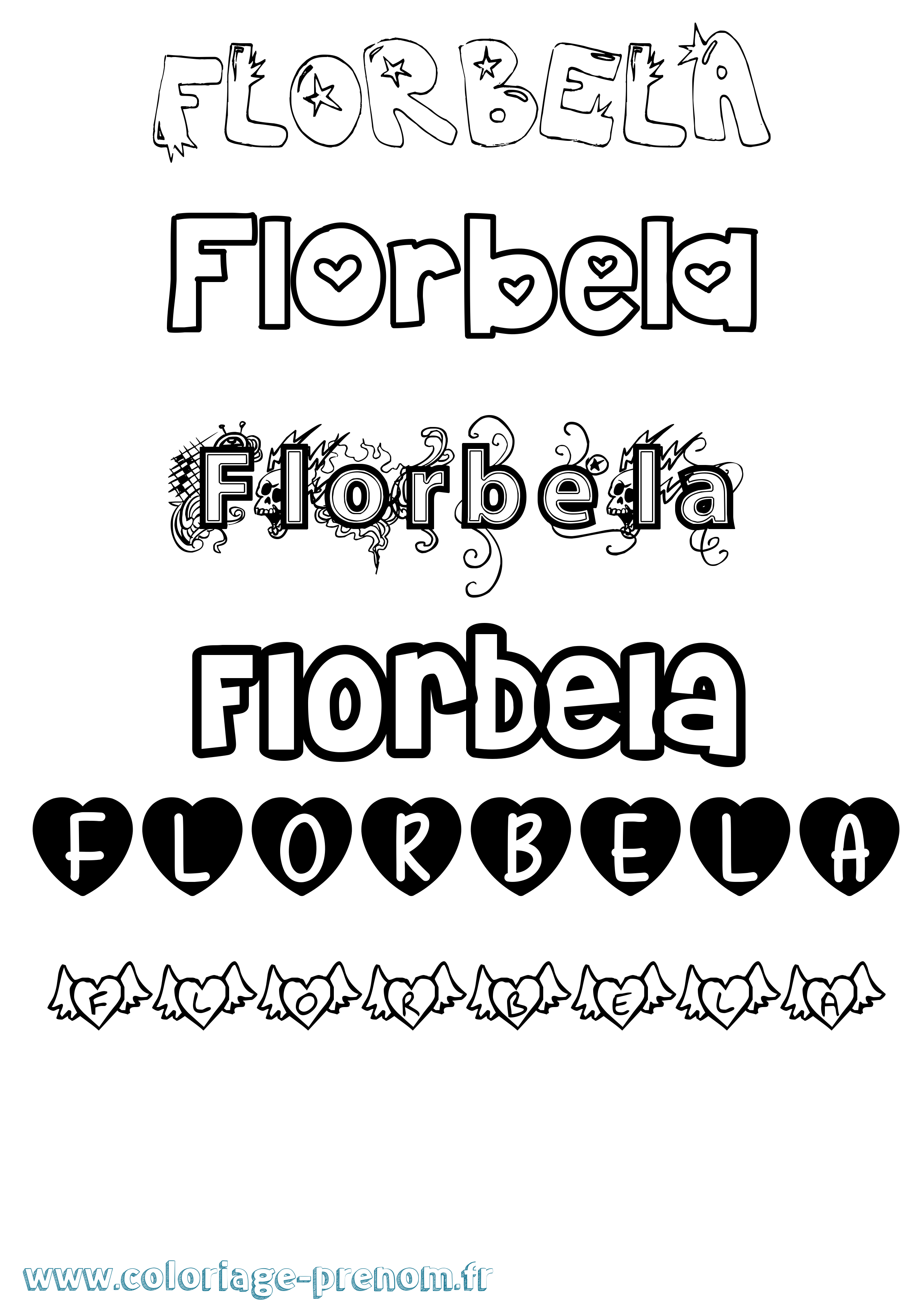 Coloriage prénom Florbela Girly