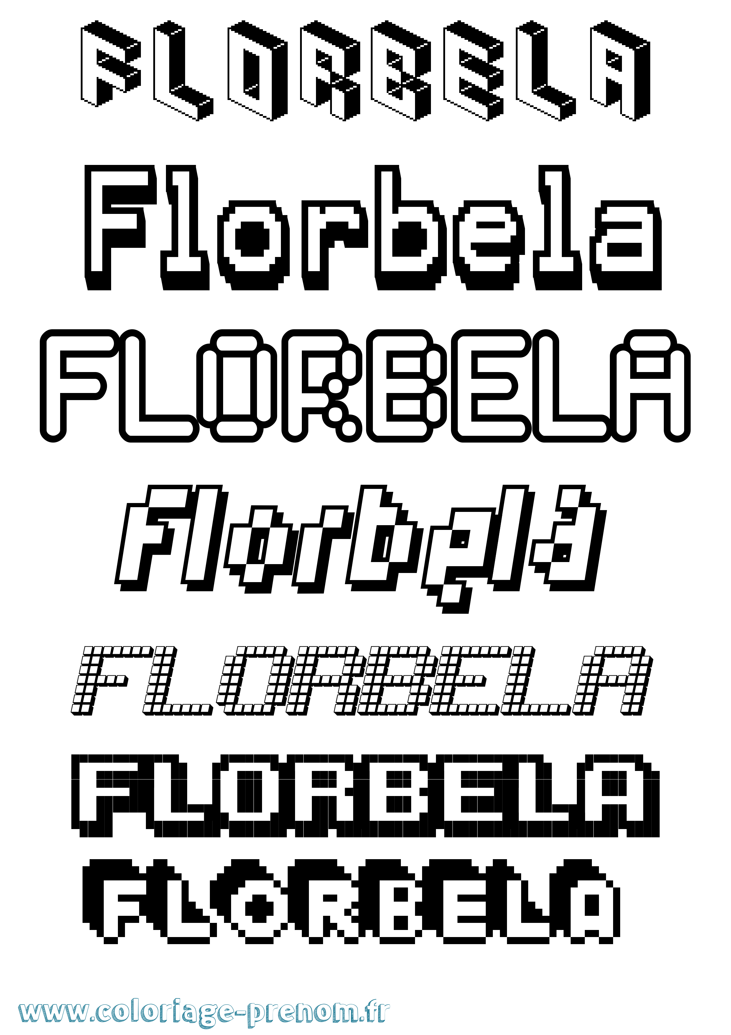 Coloriage prénom Florbela Pixel