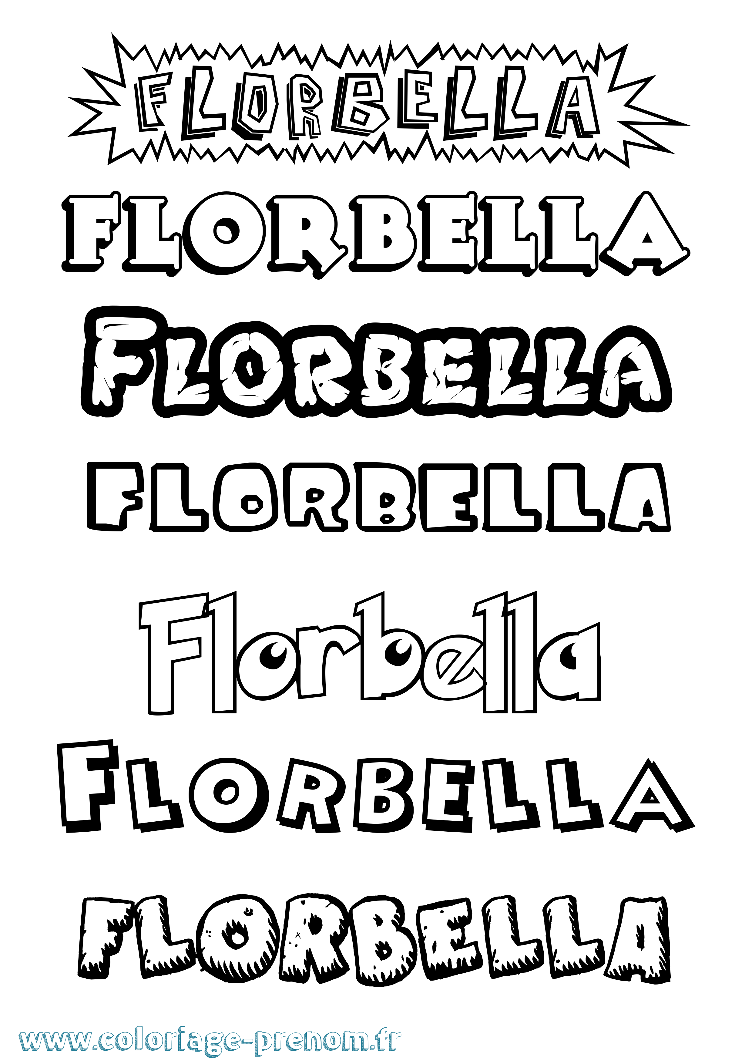 Coloriage Florbella Dessin Animé Coloriage prénom Florbella Dessin Animé