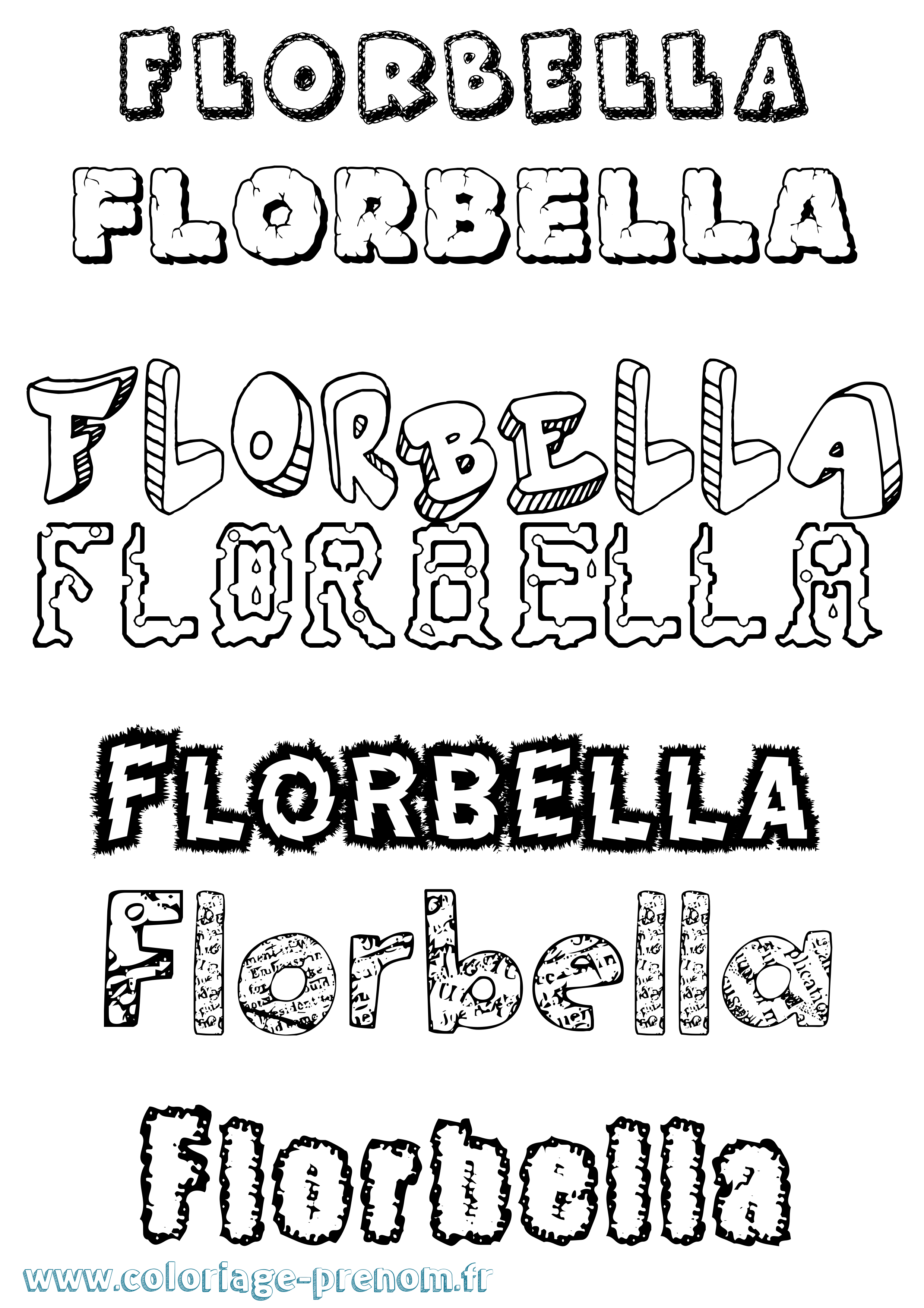 Coloriage Florbella Destructuré Coloriage prénom Florbella Destructuré