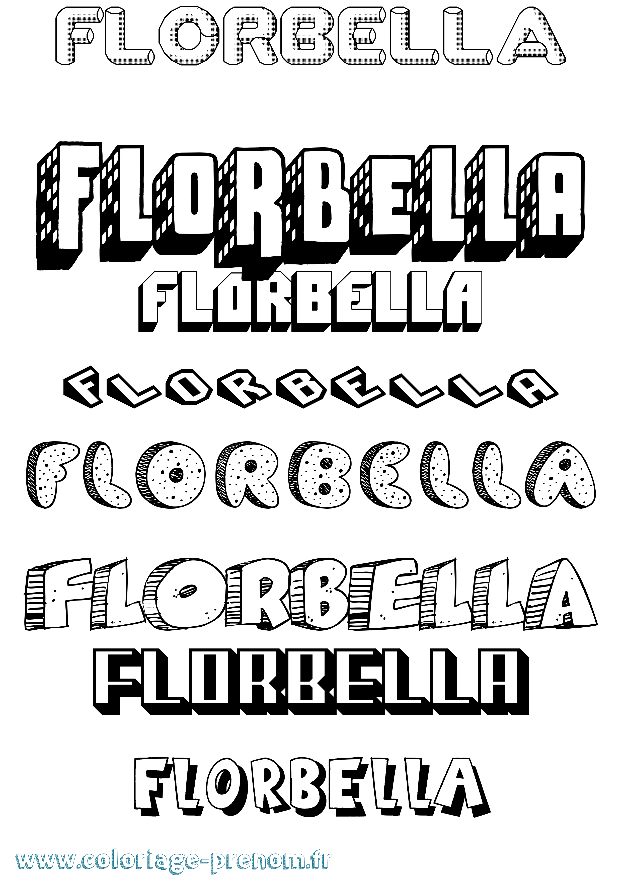 Coloriage prénom Florbella Effet 3D