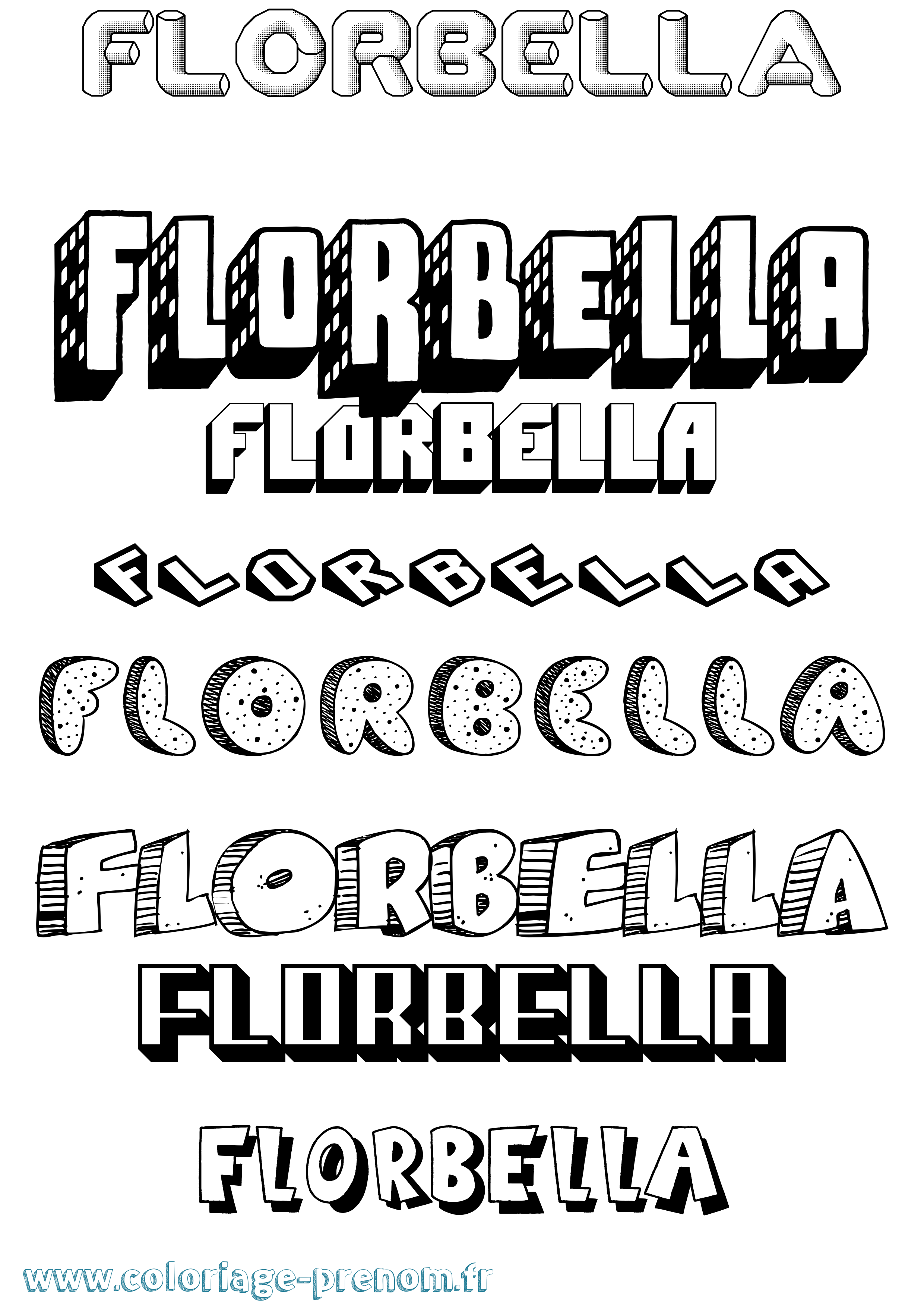 Coloriage Florbella Effet 3D Coloriage prénom Florbella Effet 3D
