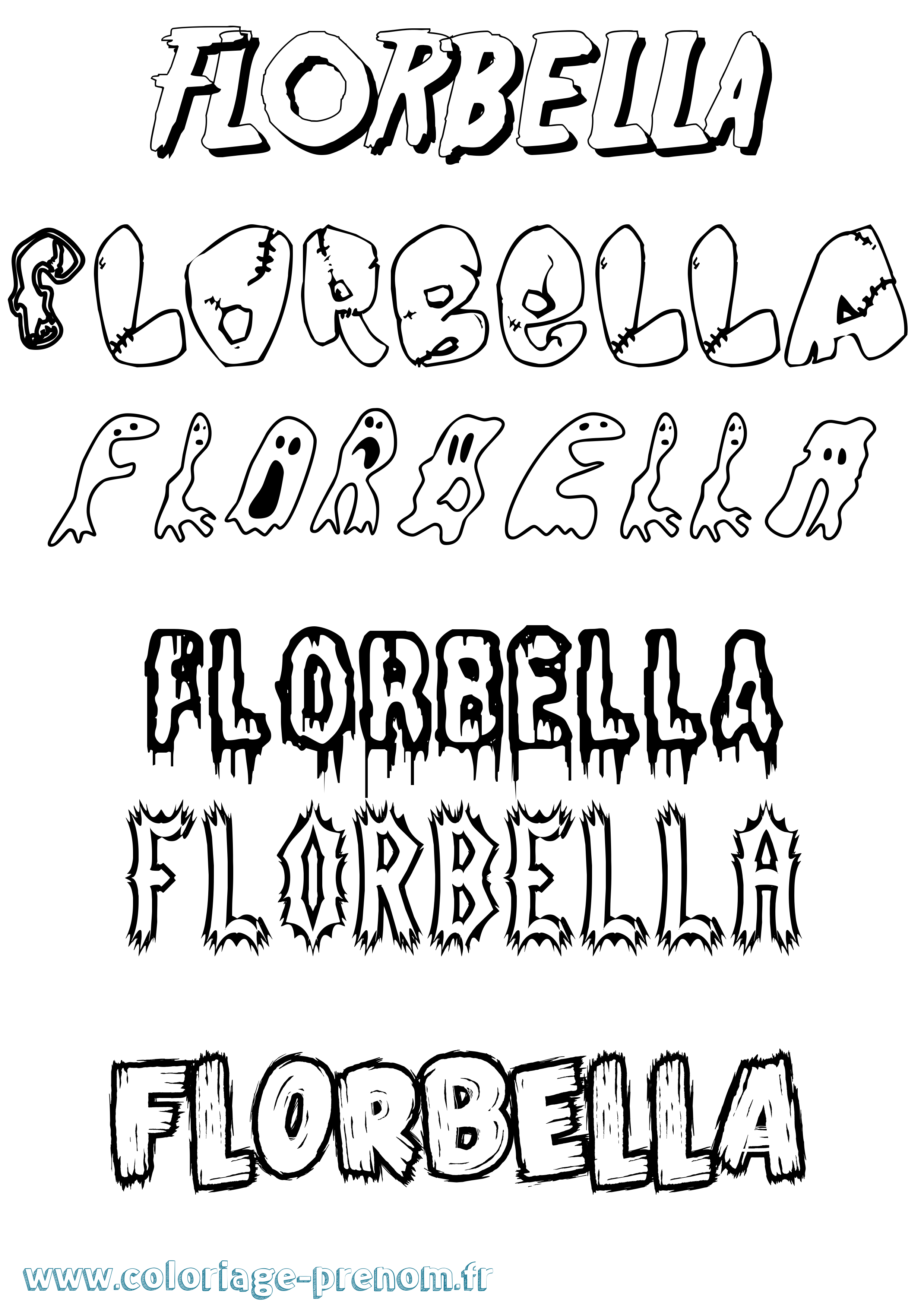Coloriage Florbella Frisson Coloriage prénom Florbella Frisson