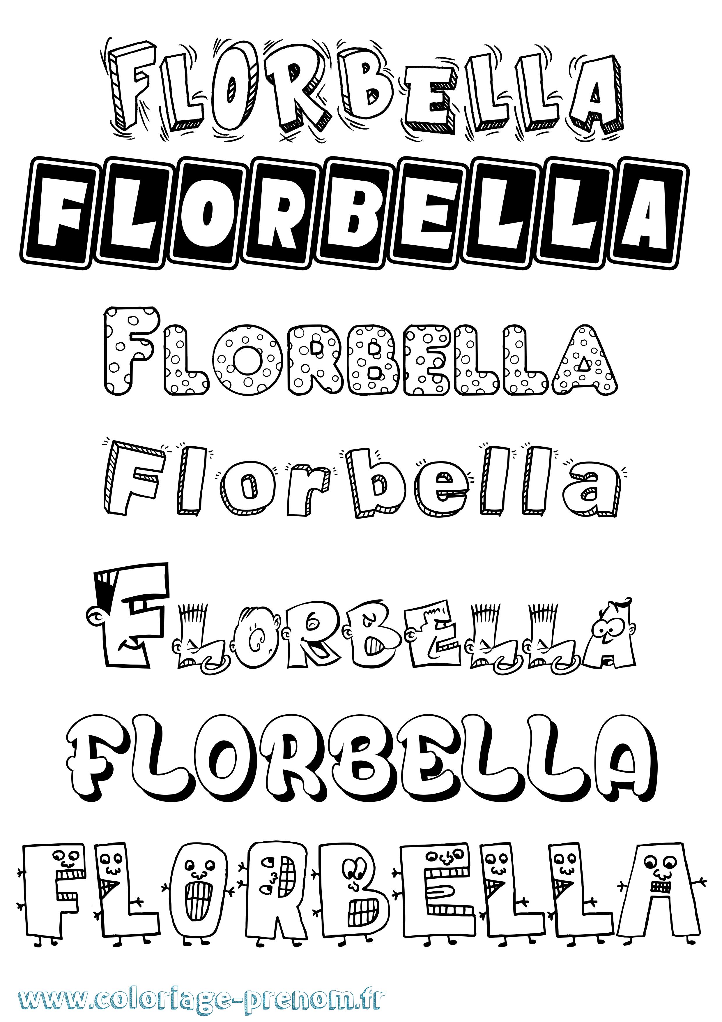Coloriage prénom Florbella Fun