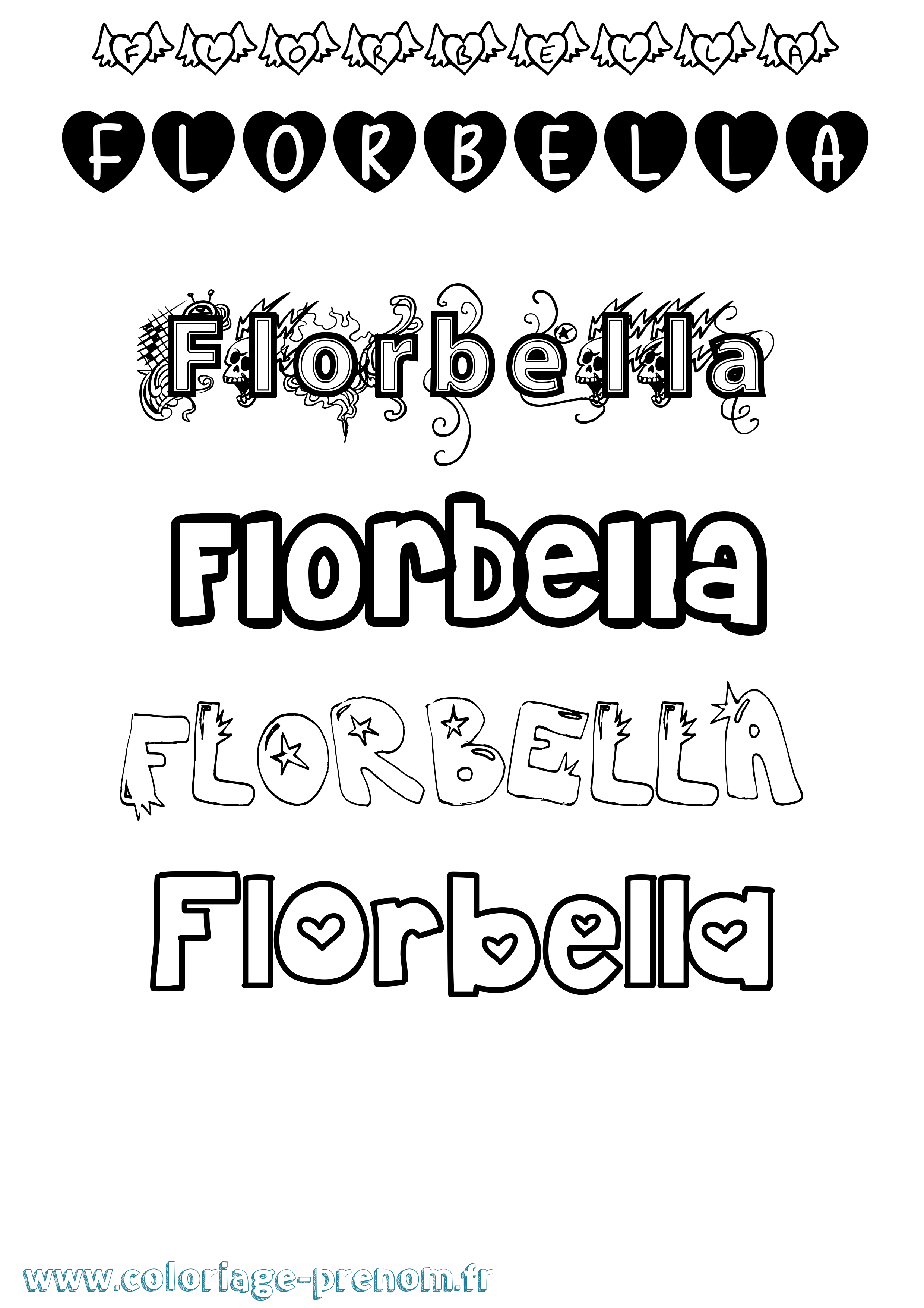 Coloriage prénom Florbella Girly