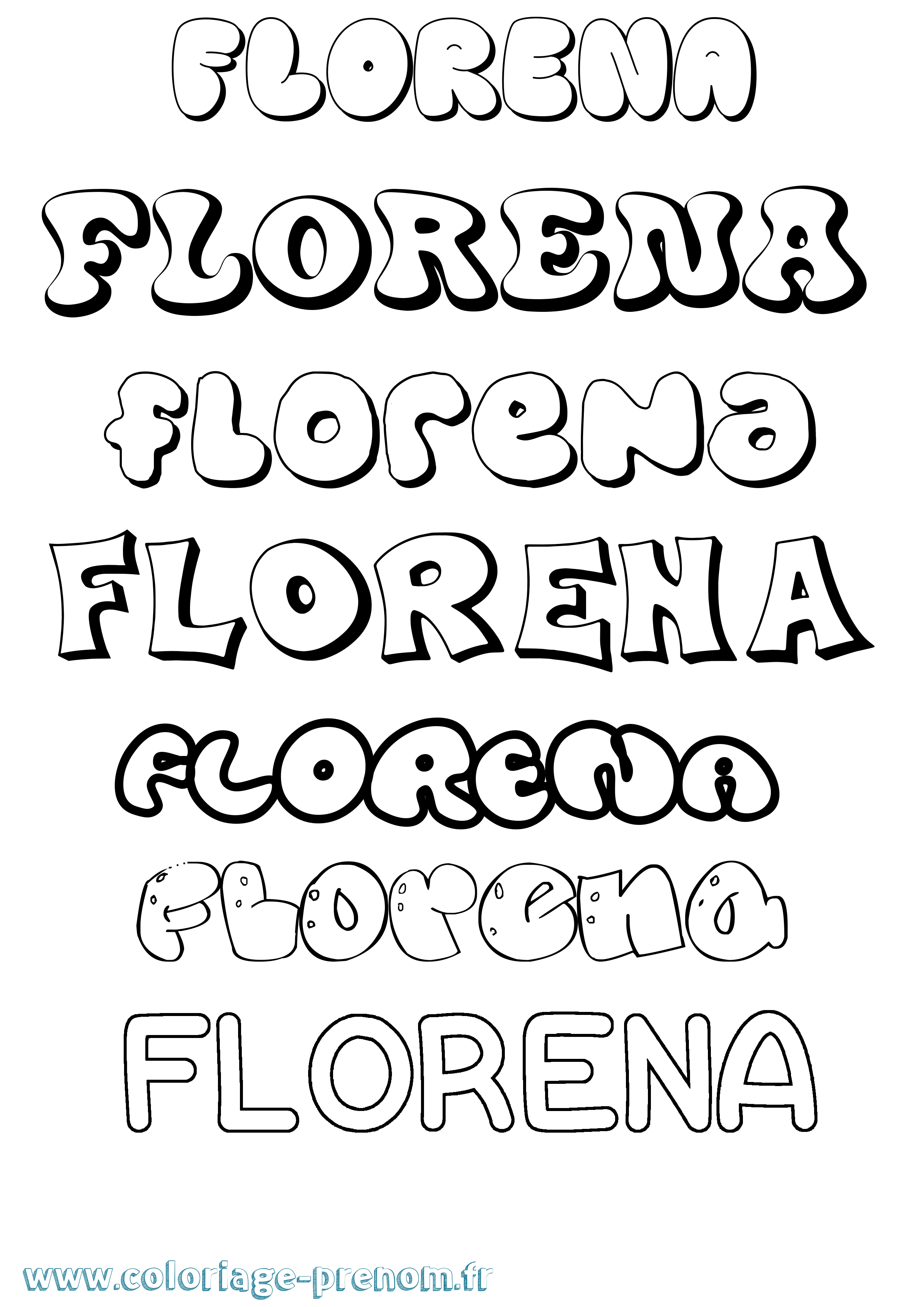 Coloriage prénom Florena Bubble