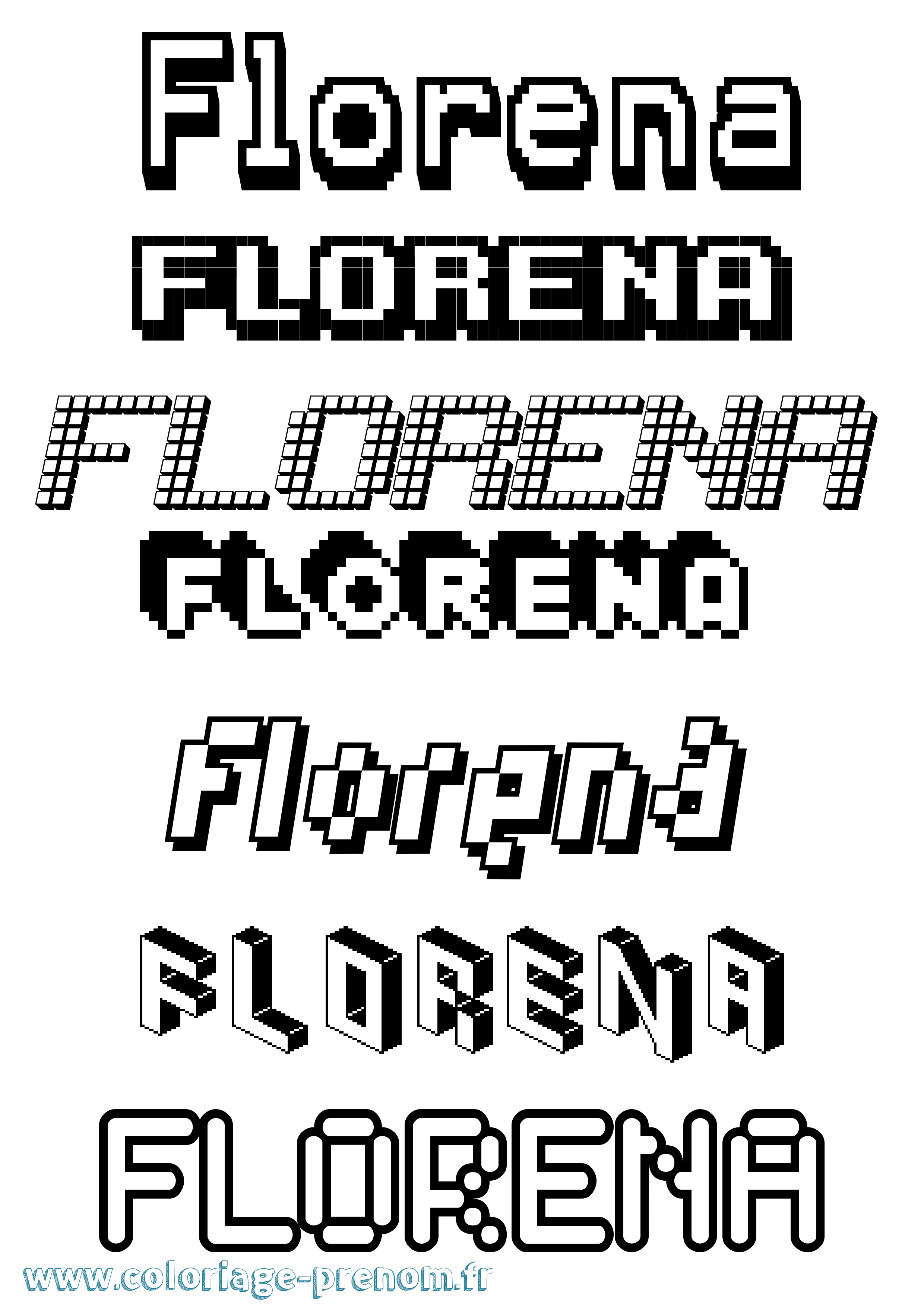 Coloriage prénom Florena Pixel