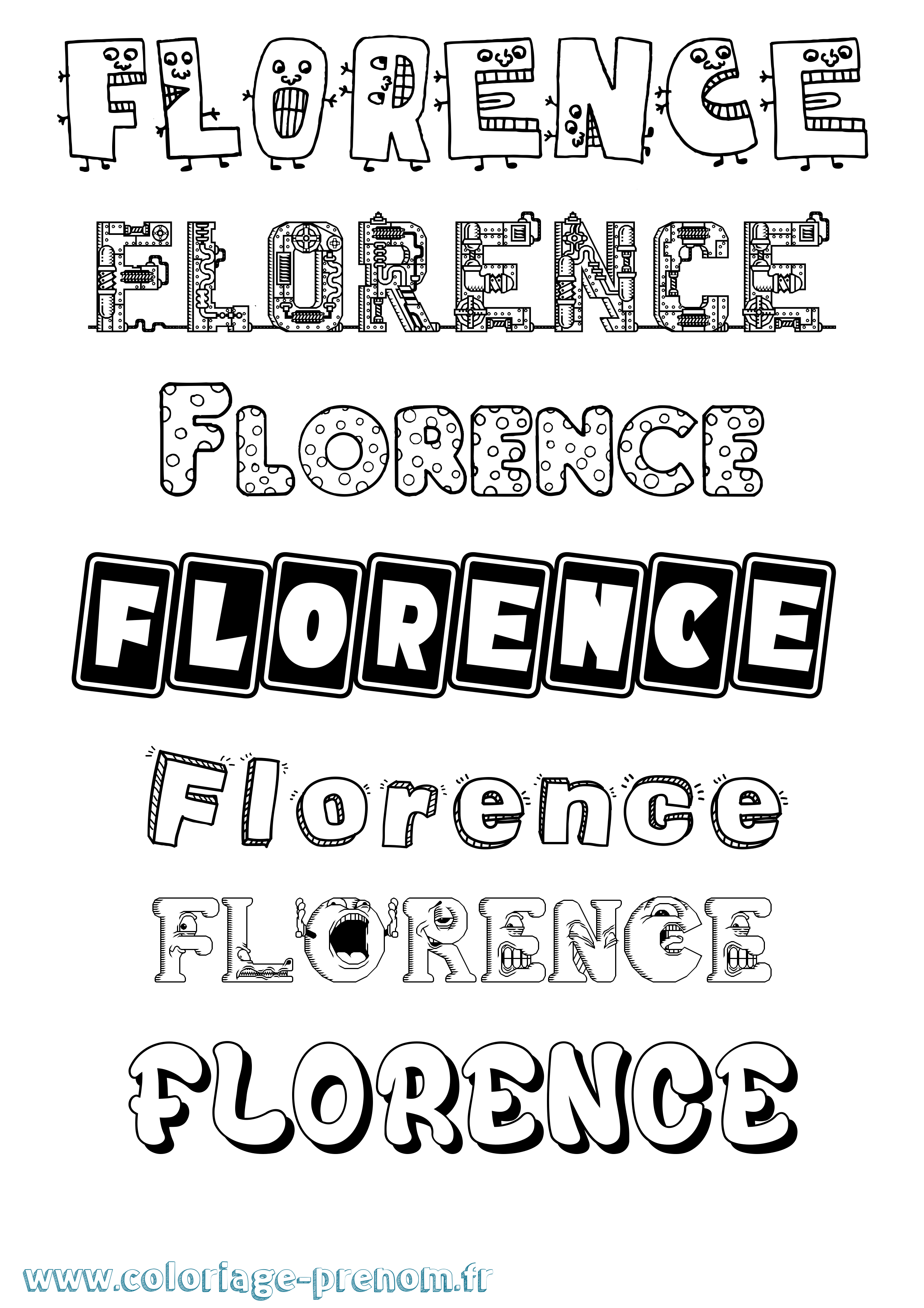 Coloriage prénom Florence