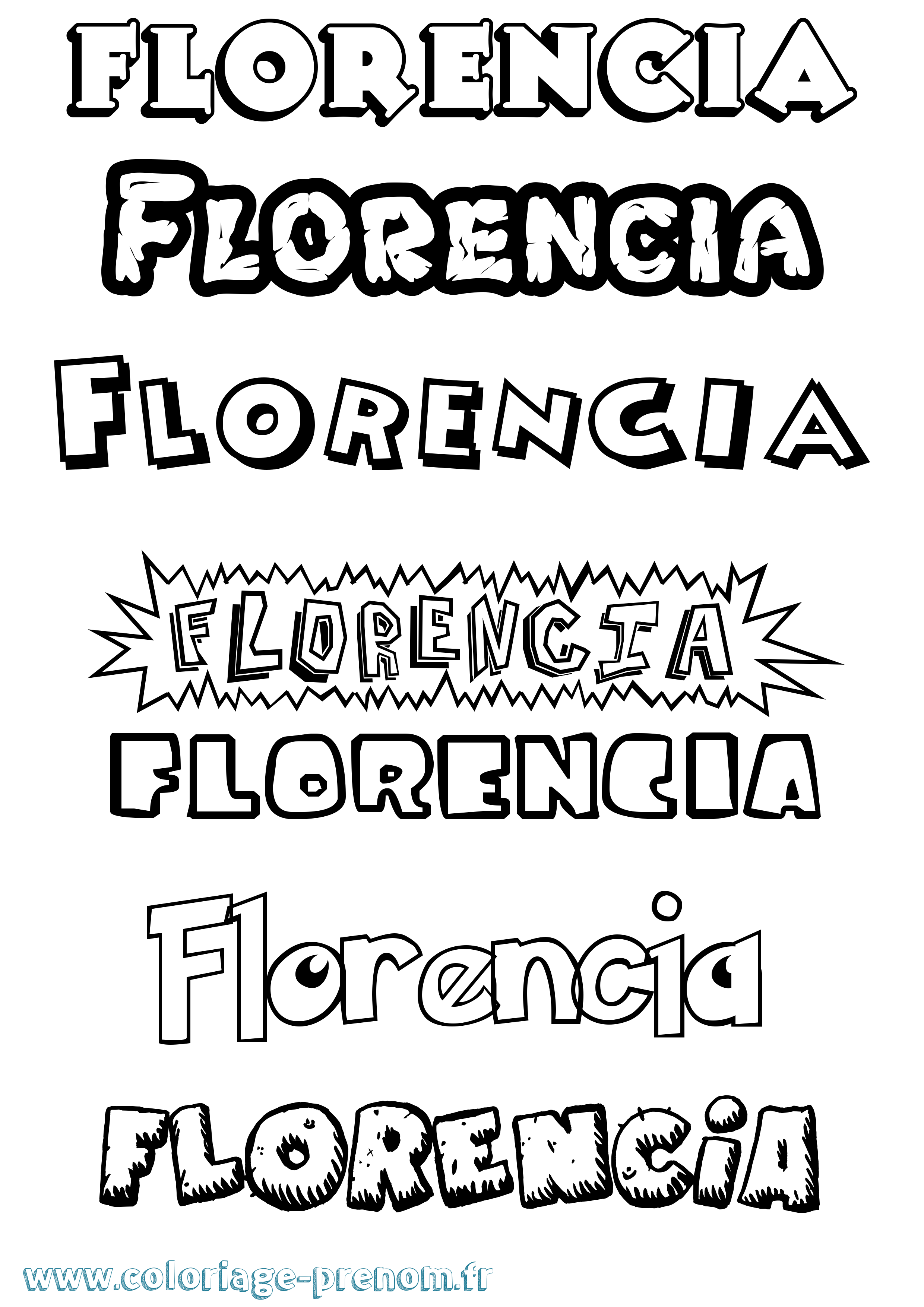 Coloriage prénom Florencia Dessin Animé